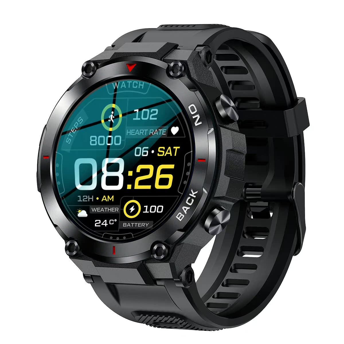 Men's GPS Smart Watch for Android & iOS - Rugged Outdoor Sports Smartwatch with 480mAh Long Battery Life, Fitness Tracker for Steps, Heart Rate, Blood Oxygen & Sleep Monitoring - Perfect for Hiking, Running & Daily Activity Tracking