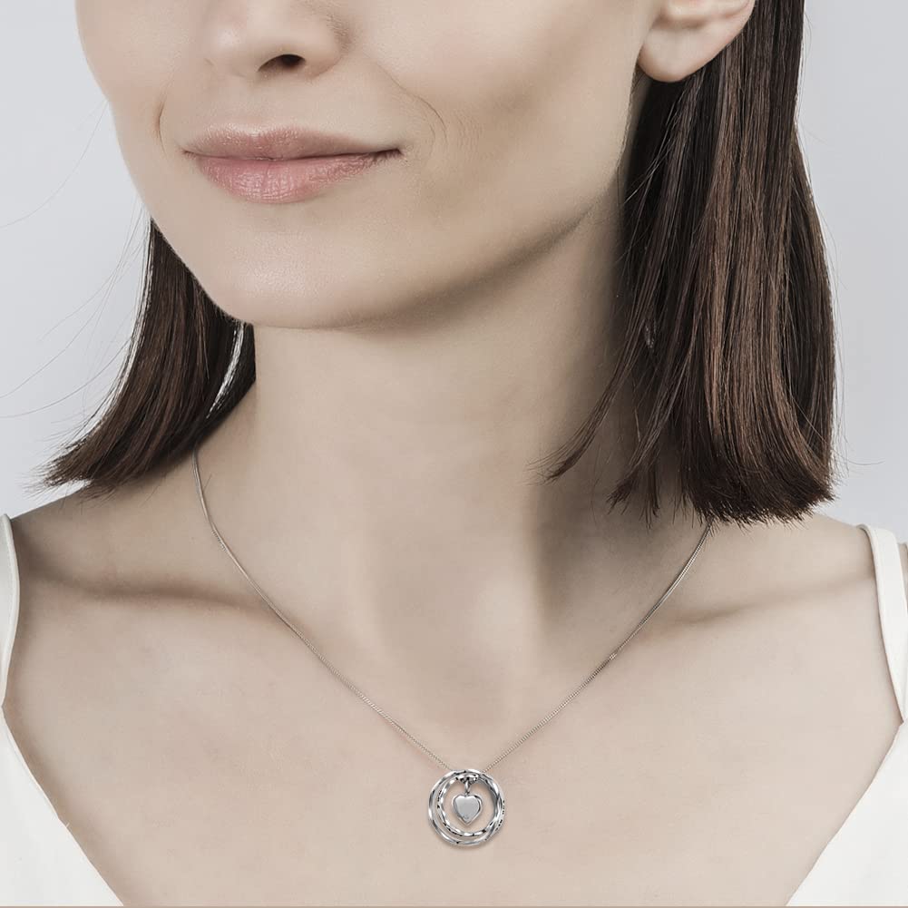Sterling Silver Cremation Pendant Necklace for Ashes - Double Ring Keepsake Urn Jewelry with 