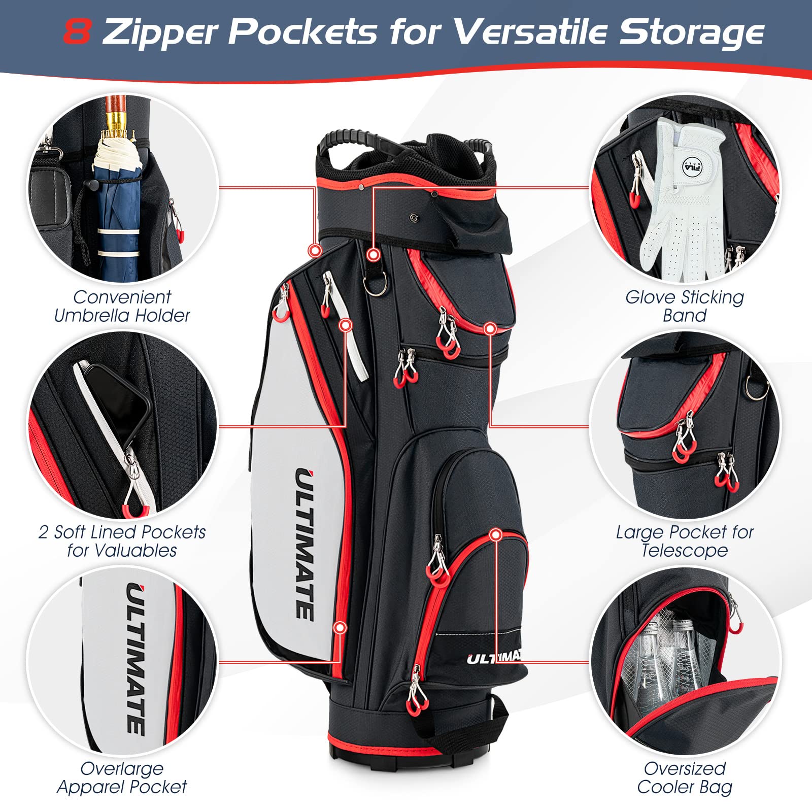 Tangkula Premium Golf Cart Bag - Lightweight, Durable & Water-Resistant for Golf Enthusiasts | Perfect for Golf Courses, Driving Ranges & Tournaments