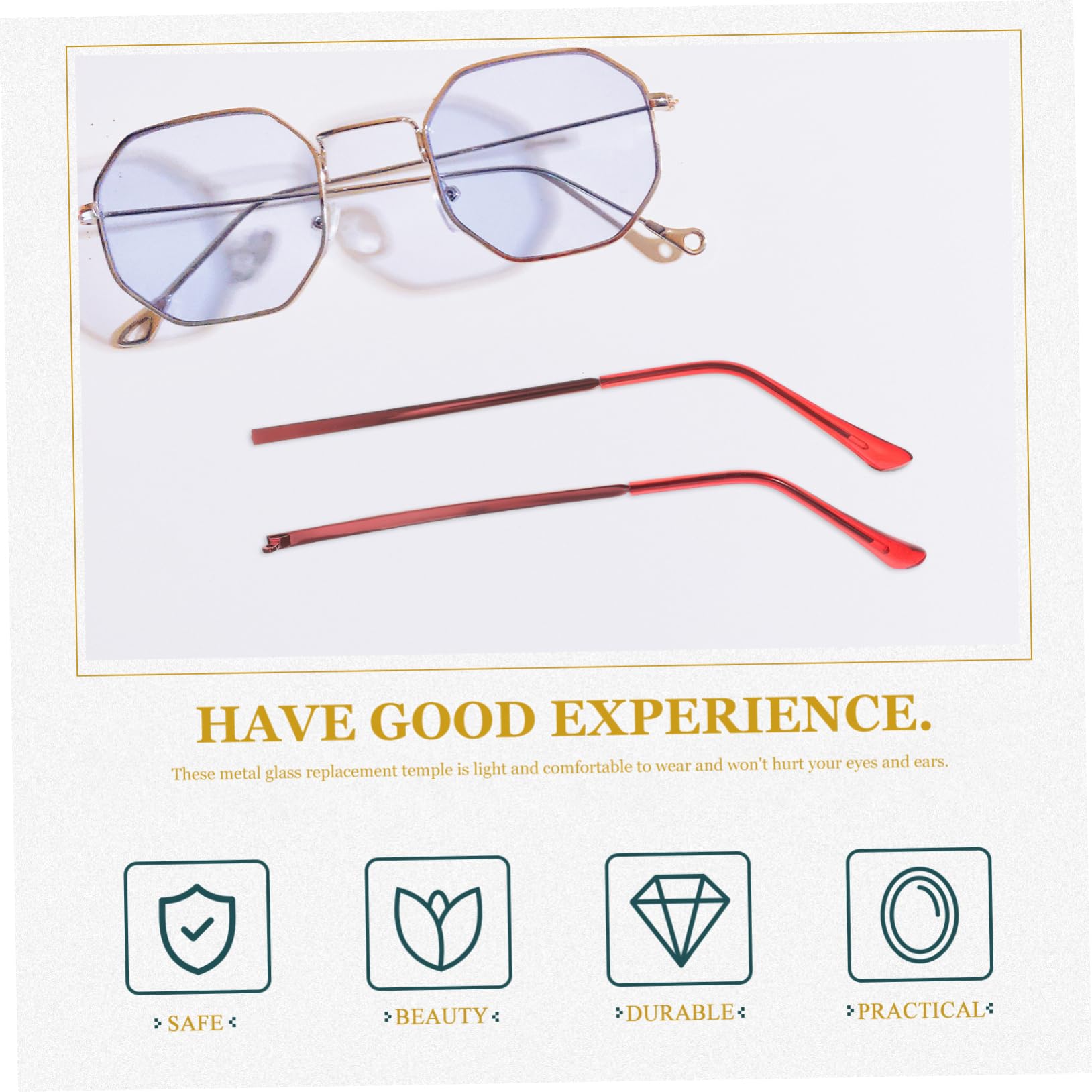 3 Pairs Metal Glasses Repair Kit - Glasses Arm Legs & Temple Replacement Parts for Sunglasses, Myopic Frames & Shot Glasses | Durable Eyewear Accessories for Home, Office & Travel Use