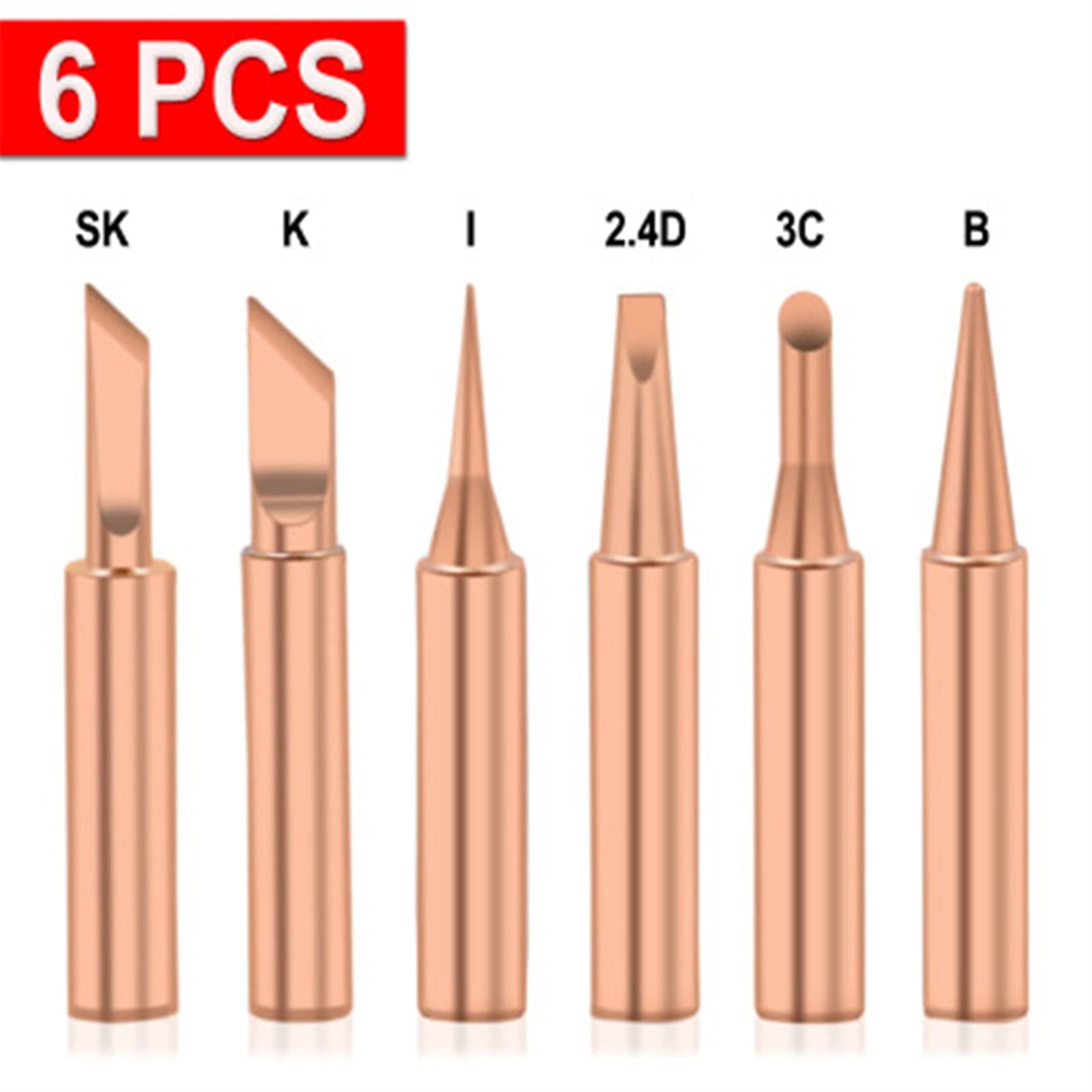 900M-T Soldering Iron Tips 5Pcs - Pure Copper Welding Head Set for Lead-Free Soldering | Easy Replacement Tips for Electric Soldering Irons | Perfect for Electronics Repair, DIY Projects & Circuit Board Work