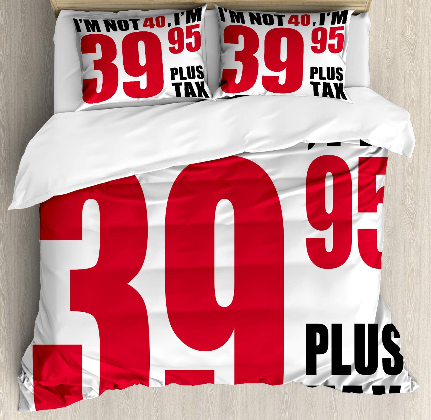 Ambesonne 40th Birthday Duvet Cover Set - Funny Fortieth Birthday Slogan in Pictogram Style - 3 Piece Bedding Set with 2 Pillow Shams - California King Size - Hot Pink Black White Design - Perfect for Birthday Gifts & Party Decorations