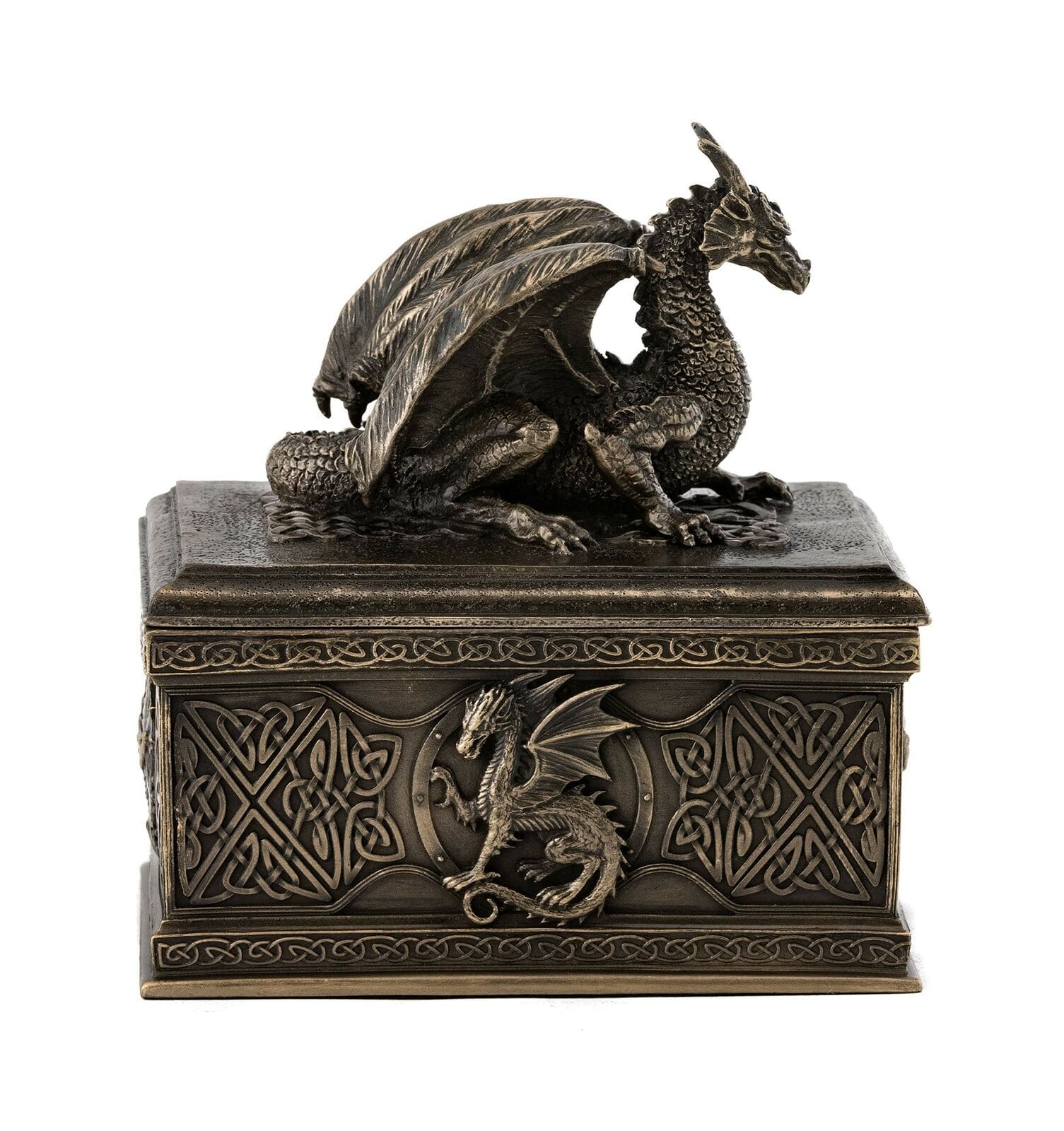 Handcrafted Celtic Dragon Treasure Box - Wooden Jewelry Storage & Keepsake Box for Necklaces, Rings & Collectibles - Perfect for Home Decor, Gift Giving & Fantasy Lovers