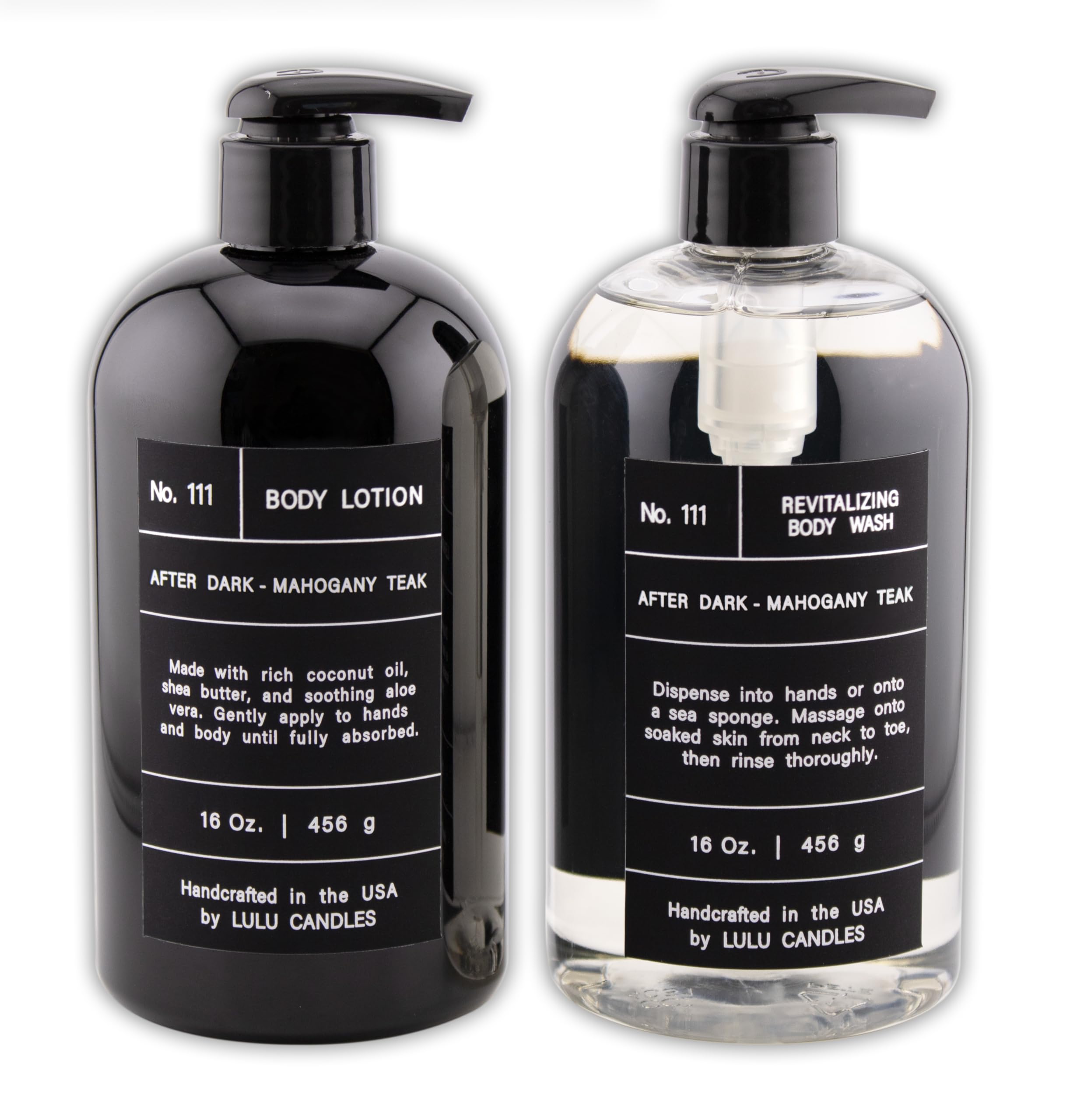 Lulu Candles After Dark - Mahogany Teak Scented Body Wash & Lotion Set (16 Fl Oz) | Moisturizing & Revitalizing Skincare Duo | Perfect for Relaxing Bath & Spa Nights
