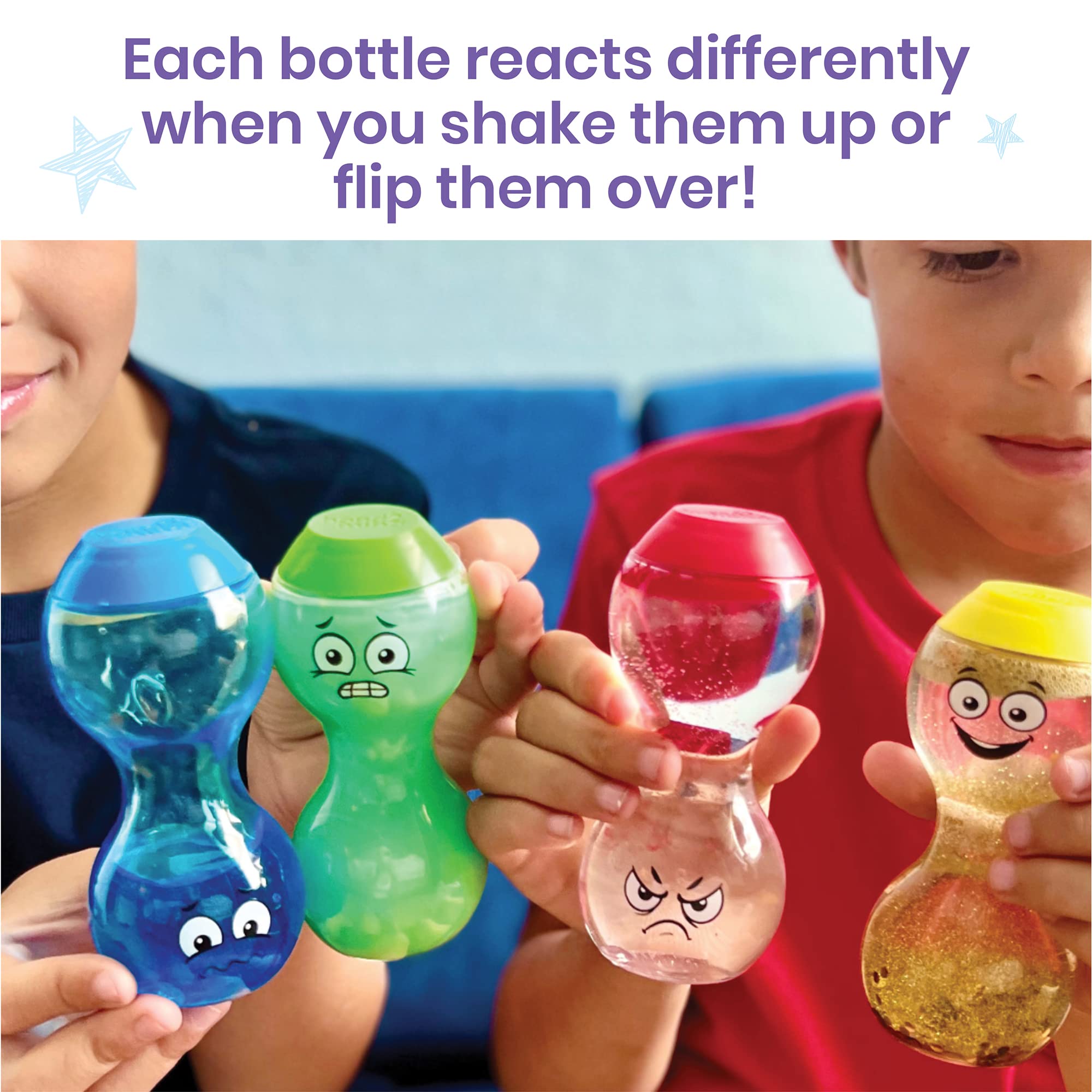 hand2mind Express Your Feelings Sensory Bottles - Emotional Learning Toys for Toddlers, Calm Down Tools for Play Therapy & Social Skills Development | Perfect for Classroom Calming Corners, Home Sensory Play & Anxiety Relief