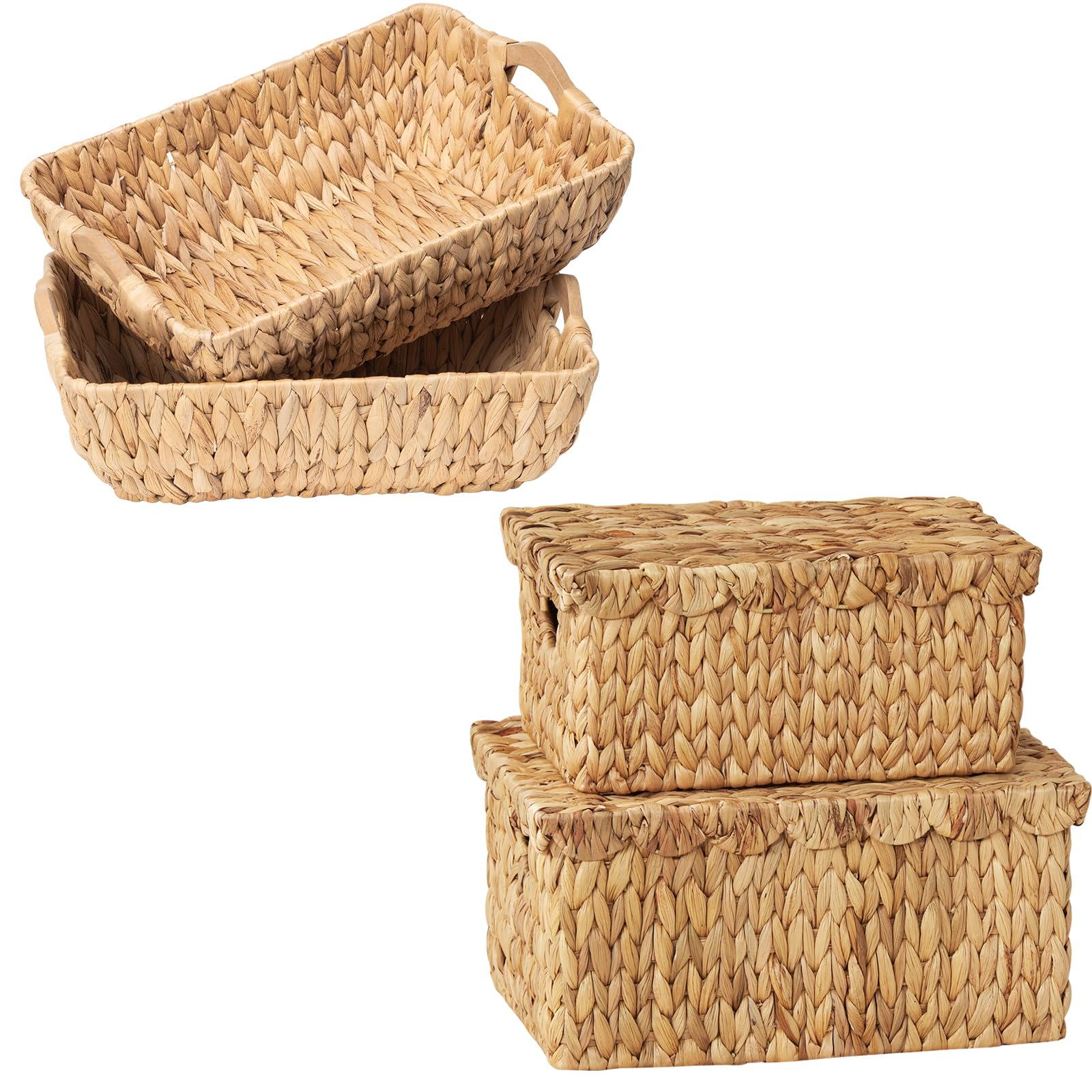 FairyHaus Woven Wicker Storage Baskets - Natural Rattan Organizer for Home, Bathroom, Laundry & Office Decor - Perfect for Organizing Blankets, Toys, Towels & Essentials