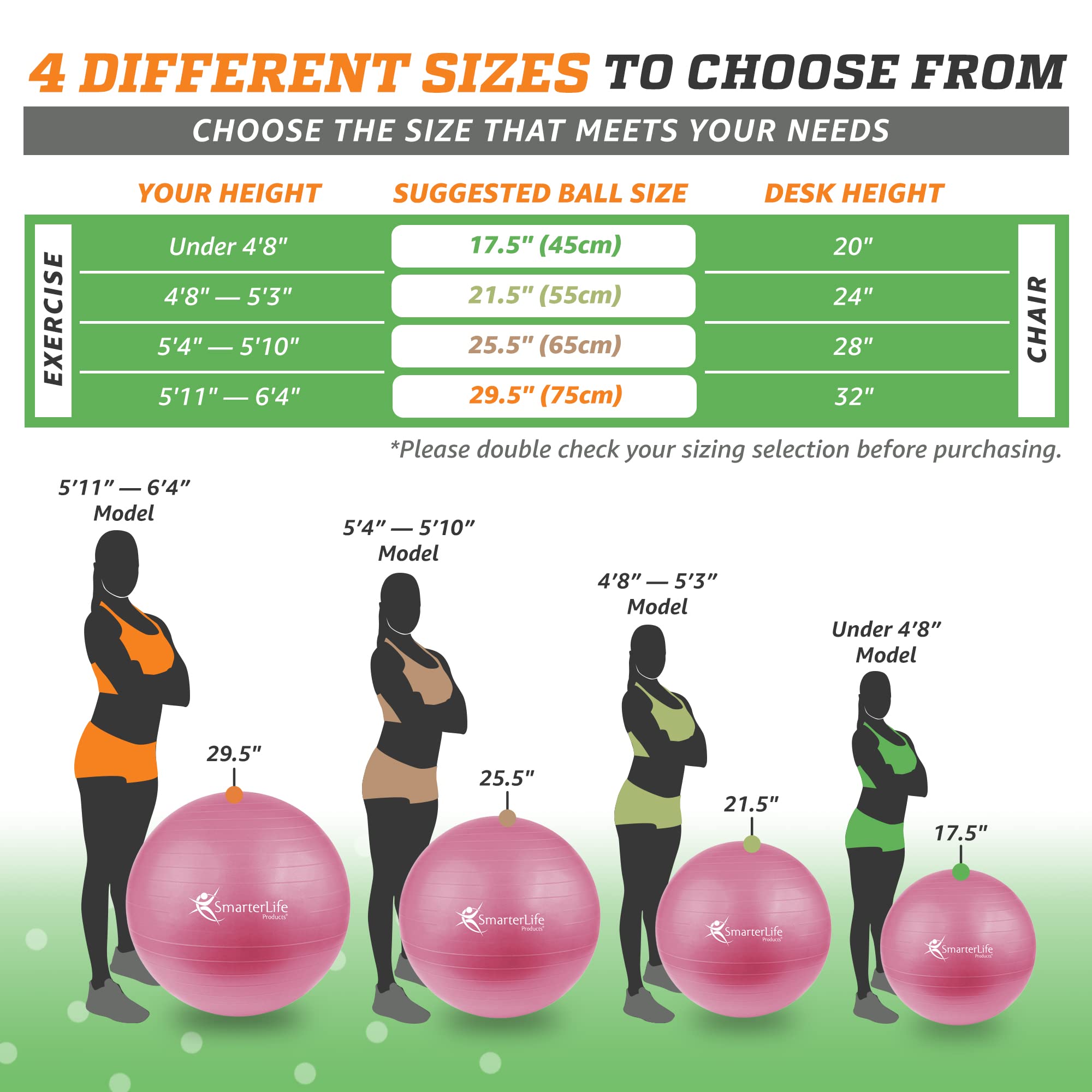 Premium Exercise Yoga Ball for Fitness, Core Workout & Physical Therapy - Anti-Burst, Anti-Slip Stability Ball for Home Gym, Office Chair & Pregnancy Support - Ideal for Yoga, Pilates & Balance Training