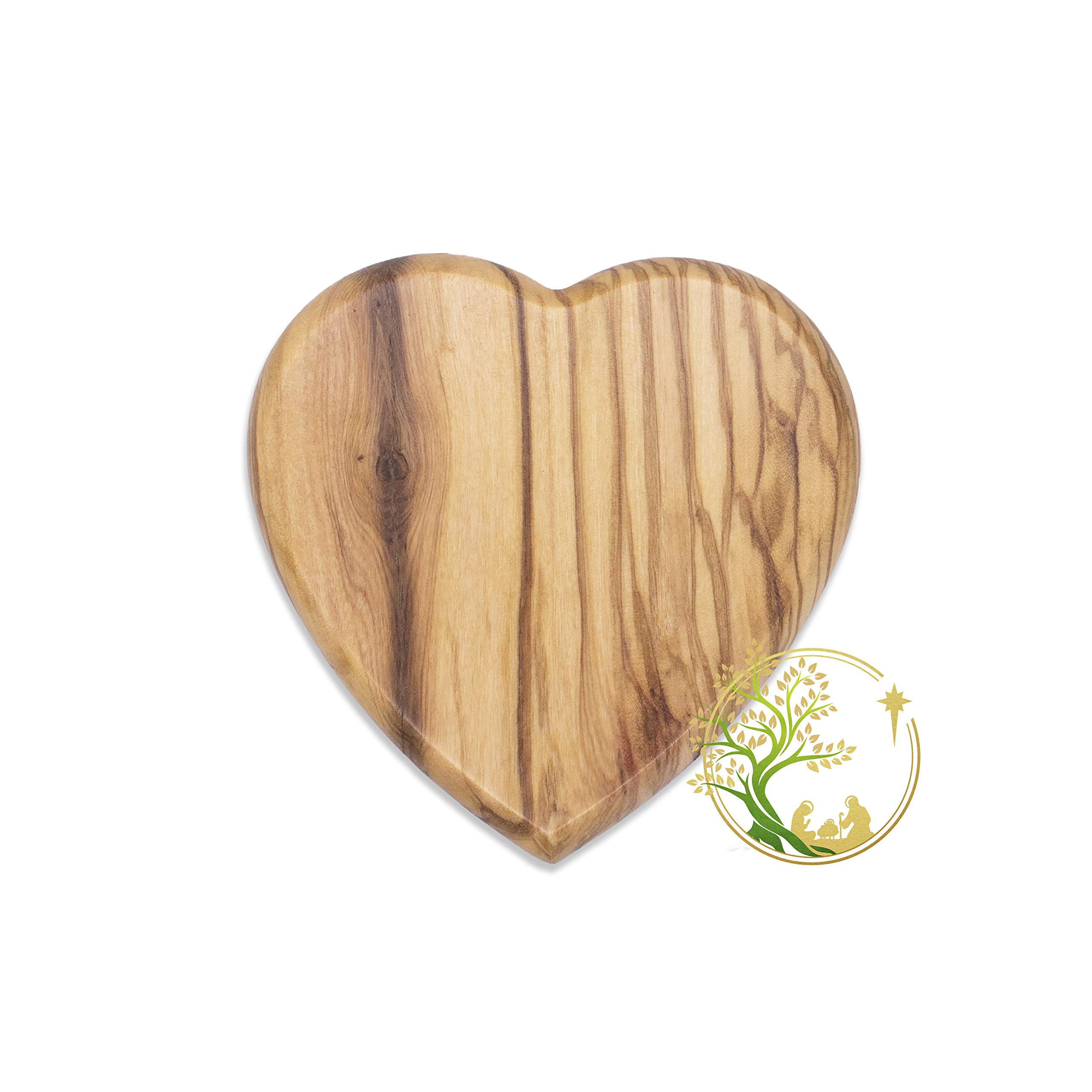 Holy Land Olive Wood Heart Jewelry Box - Handmade Rosary & Keepsake Box for Baptism, Confirmation, First Communion Gifts | Perfect for Religious Ceremonies, Wedding Favors & Home Decor