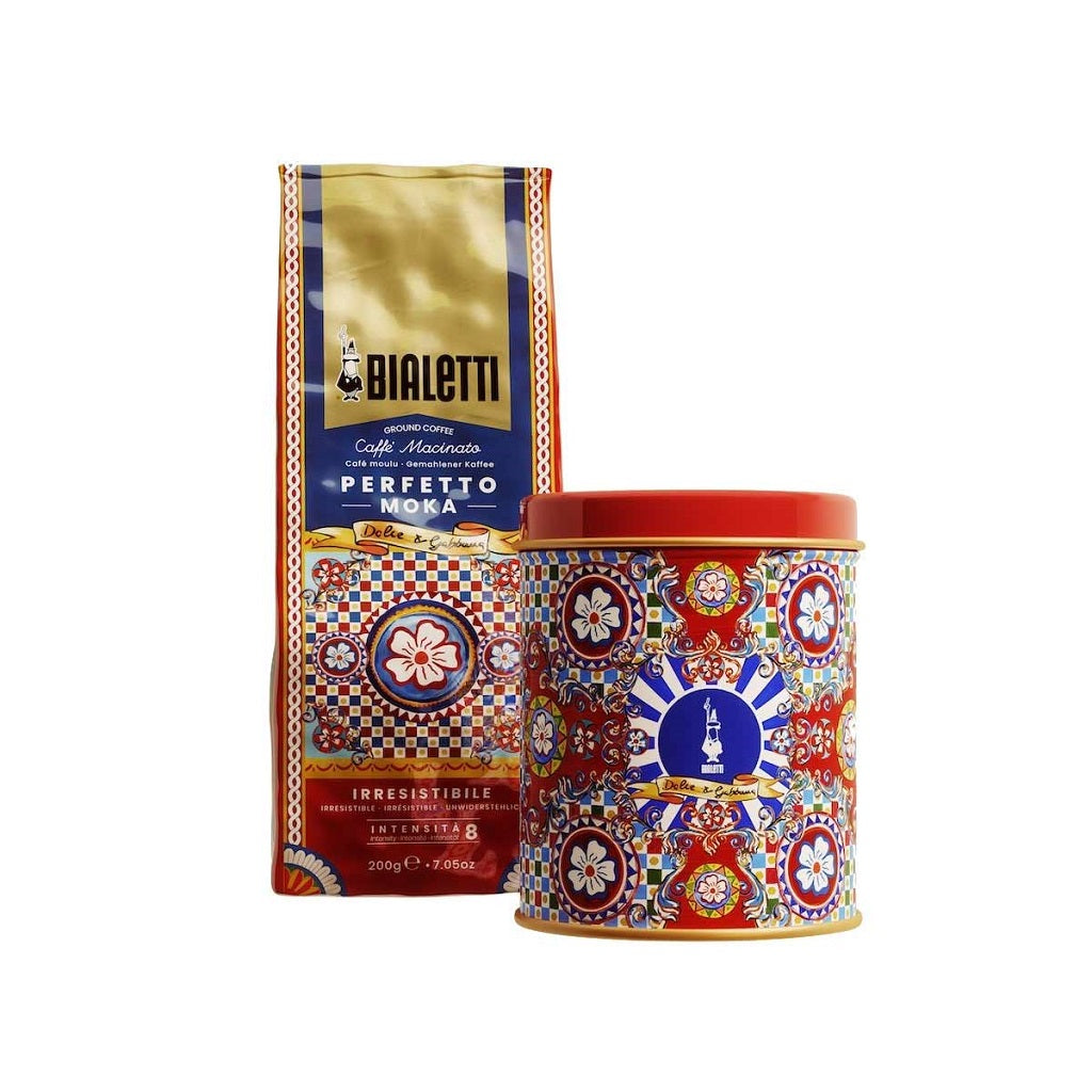 Bialetti Dolce & Gabbana Perfetto Moka Irresistibile Coffee 200g - Premium Italian Espresso Blend in Gift Tin for Home & Office Brewing