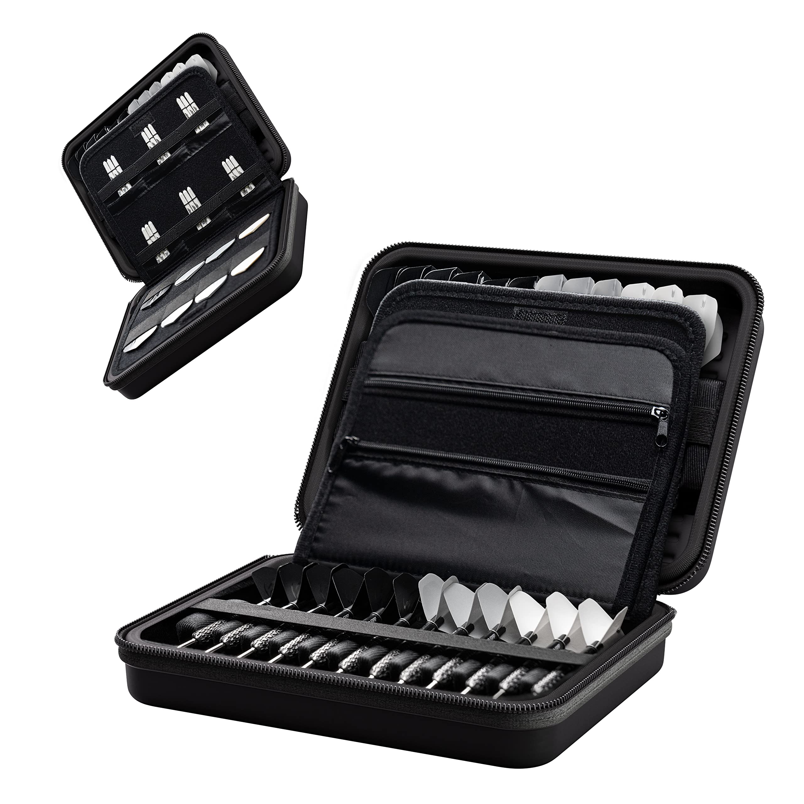 Premium Takoma Black Dart Wallet for Steel Tip Darts - Durable Leather Case with Multiple Pockets for Darts, Flights & Accessories - Perfect for Home, Bar & Professional Dart Games
