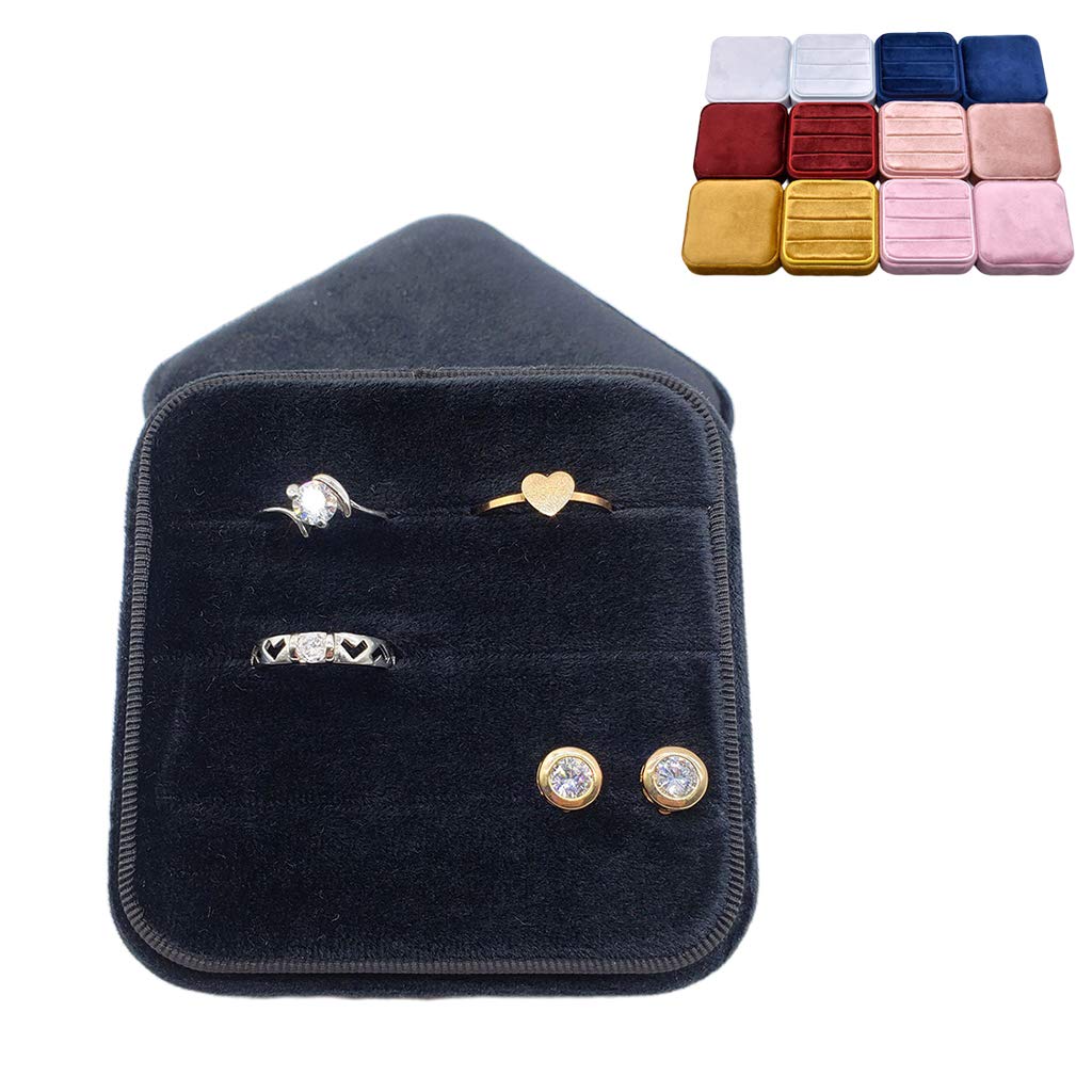 Velvet Ring Box Square Jewelry Gift Box with Detachable Lid - Perfect for Valentine's Day, Engagement, Wedding & Proposal Jewelry Storage