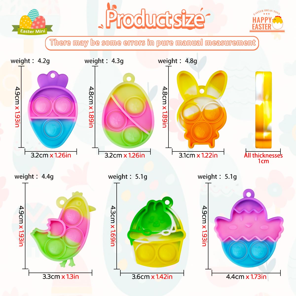 24-Piece Easter Pop Purse Fidget Toy Pack with Keychains - Stress Relief Sensory Toys for Kids & Adults - Perfect for Party Favors, Goodie Bags, Easter Basket Stuffers, Classroom Rewards and Anxiety Relief