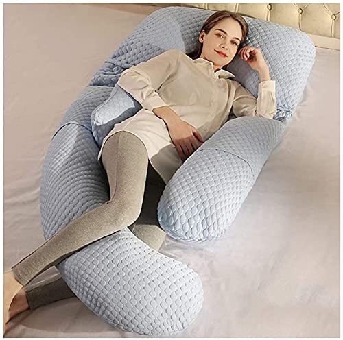 U-Shaped Full Body Maternity Pillow for Pregnant Women - Comfortable Pregnancy Sleeping Pillow with Washable Premium Cover - Perfect for Side Sleeping & Back Support - Great Christmas & New Year Gift (Color: Blue)