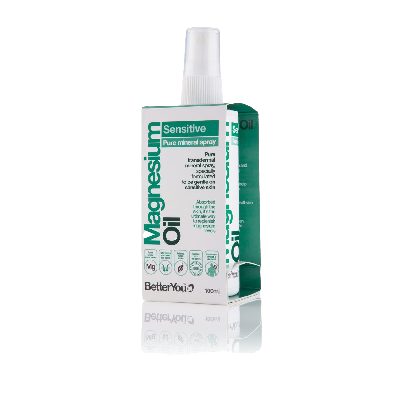 BetterYou Magnesium Oil Sensitive 100ml - Pure Magnesium Chloride Spray for Muscle Relaxation & Sleep Support - Ideal for Athletes, Stress Relief & Daily Wellness Routine