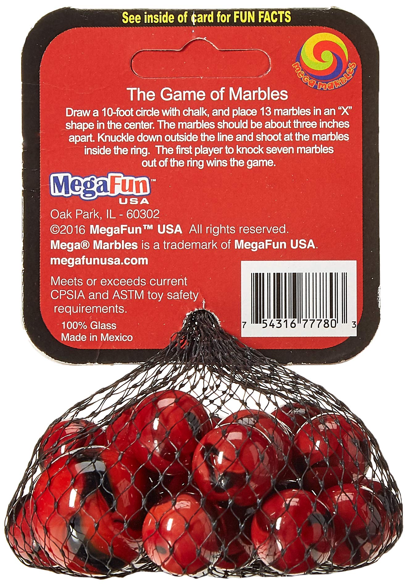 25-Piece Glass Mega Marbles Ladybug Game Net Set for Kids - Outdoor & Indoor Fun, Family Game Night, Birthday Party Activities