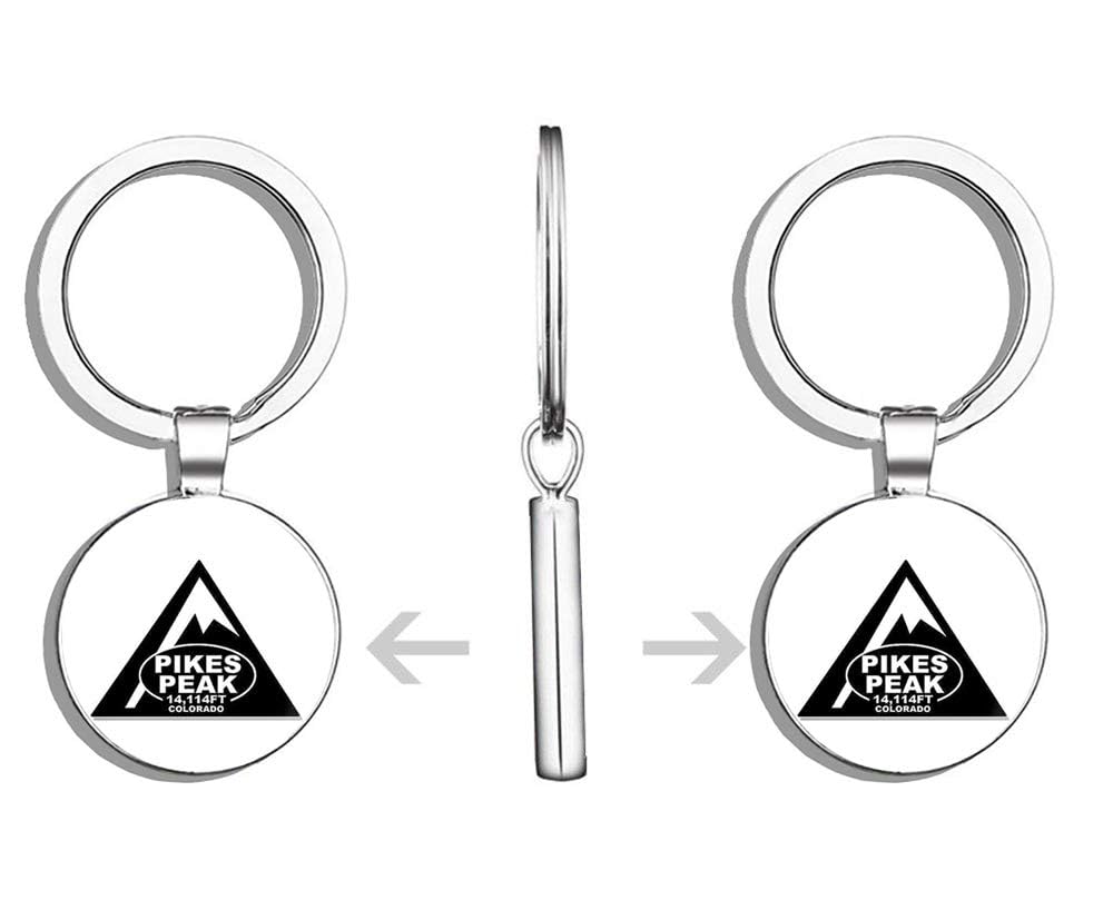 Black Triangle Pikes Peak 14,114ft Colorado Keychain - Double Sided Stainless Steel Key Ring with CO Logo - Perfect for Hiking, Climbing & Car Keys Organization