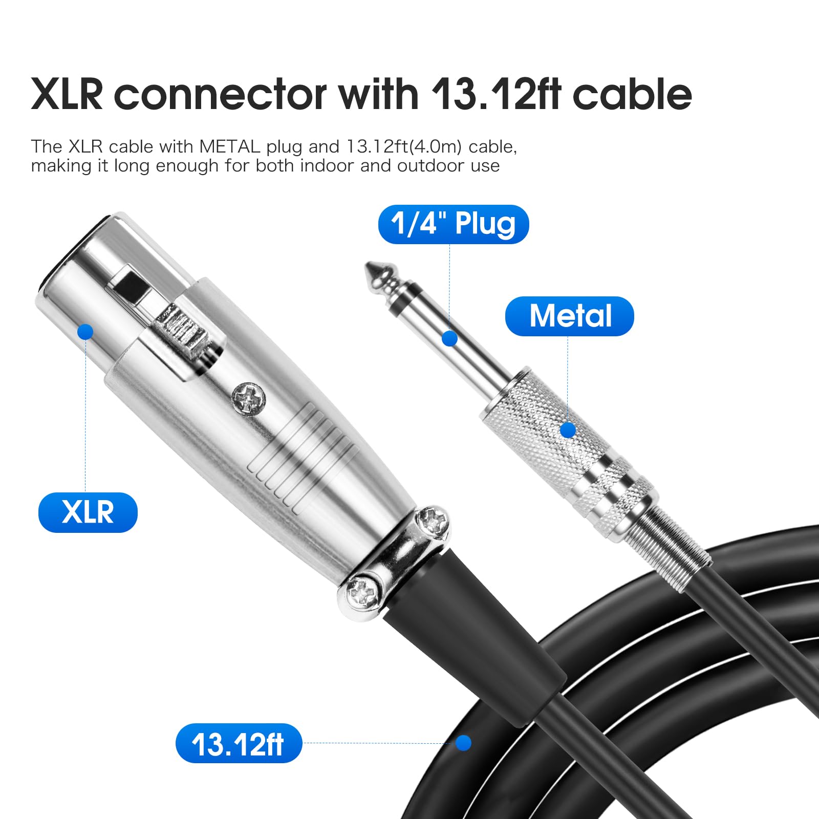 KM88 Professional Handheld Wired Karaoke Microphone - Super Cardioid Dynamic Vocal Mic with 13.12ft Detachable XLR Cable & ON/Off Switch - Ideal for Home Karaoke, Stage Performances & Live Singing with Speakers