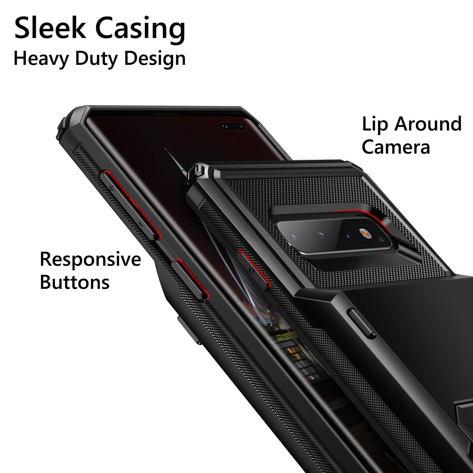 Vofolen Wallet Case for Samsung Galaxy S10 Plus - 4 Card Holder Slots, Anti-Scratch Dual Layer Protection with Bumper & Rubber Armor | Perfect for Business, Travel & Everyday Use (Black)