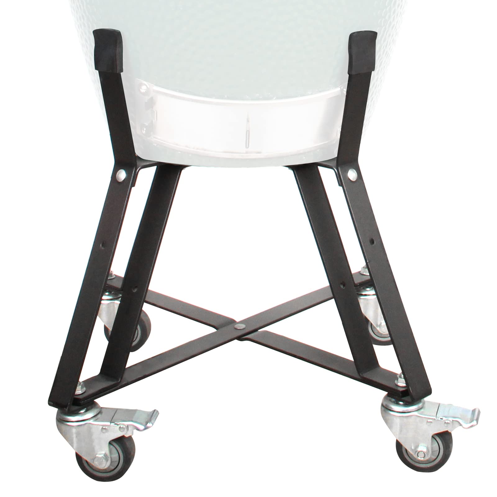 **KAMaster Heavy Duty Rolling Cart with Locking Wheels - Powder Coated Steel Outdoor Grill Stand for Large Big Green Egg, Kamado Joe Classic - Perfect for BBQ, Smoking & Outdoor Cooking Accessories**