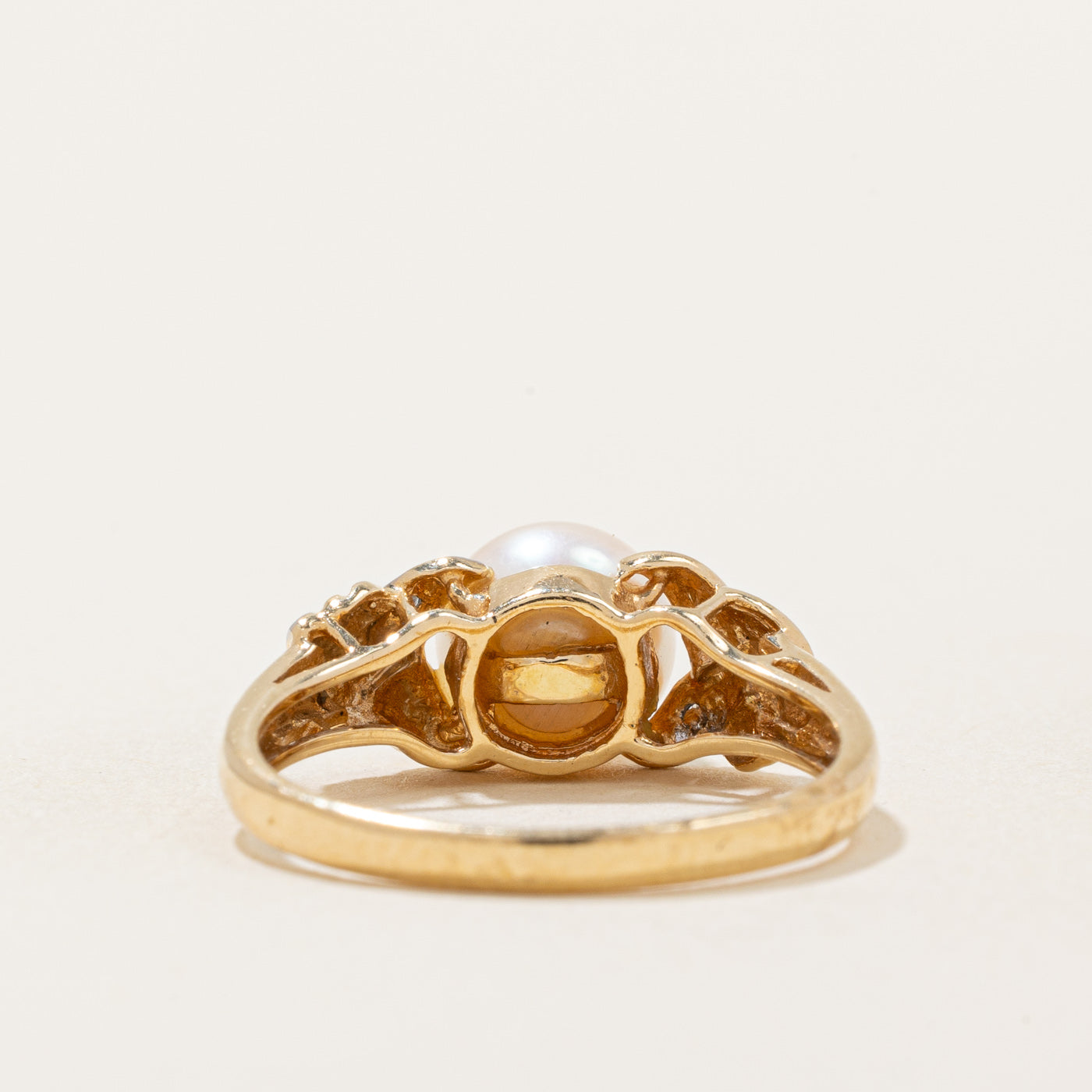 Elegant Pearl & Diamond Cocktail Ring - 0.02ctw Genuine Diamond & Pearl Jewelry - Size 6.75 - Perfect for Evening Parties, Weddings & Special Occasions