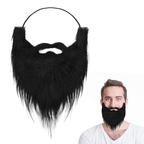 Yolev Fake Beards & Mustaches - Black Costume Facial Hair for Adults | Halloween, Christmas Party, Cosplay Accessories | Perfect for Costume Parties, Themed Events & Funny Photo Props