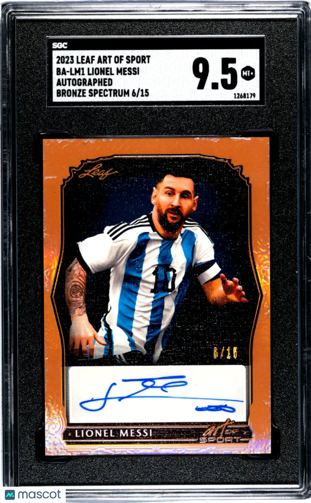 2023 Leaf Art of Sport Lionel Messi Bronze Spectrum Auto SGC 9.5/15 - Rare Collectible Soccer Trading Card for Fans & Investors - Perfect for Display, Gifts, and Sports Memorabilia Collections