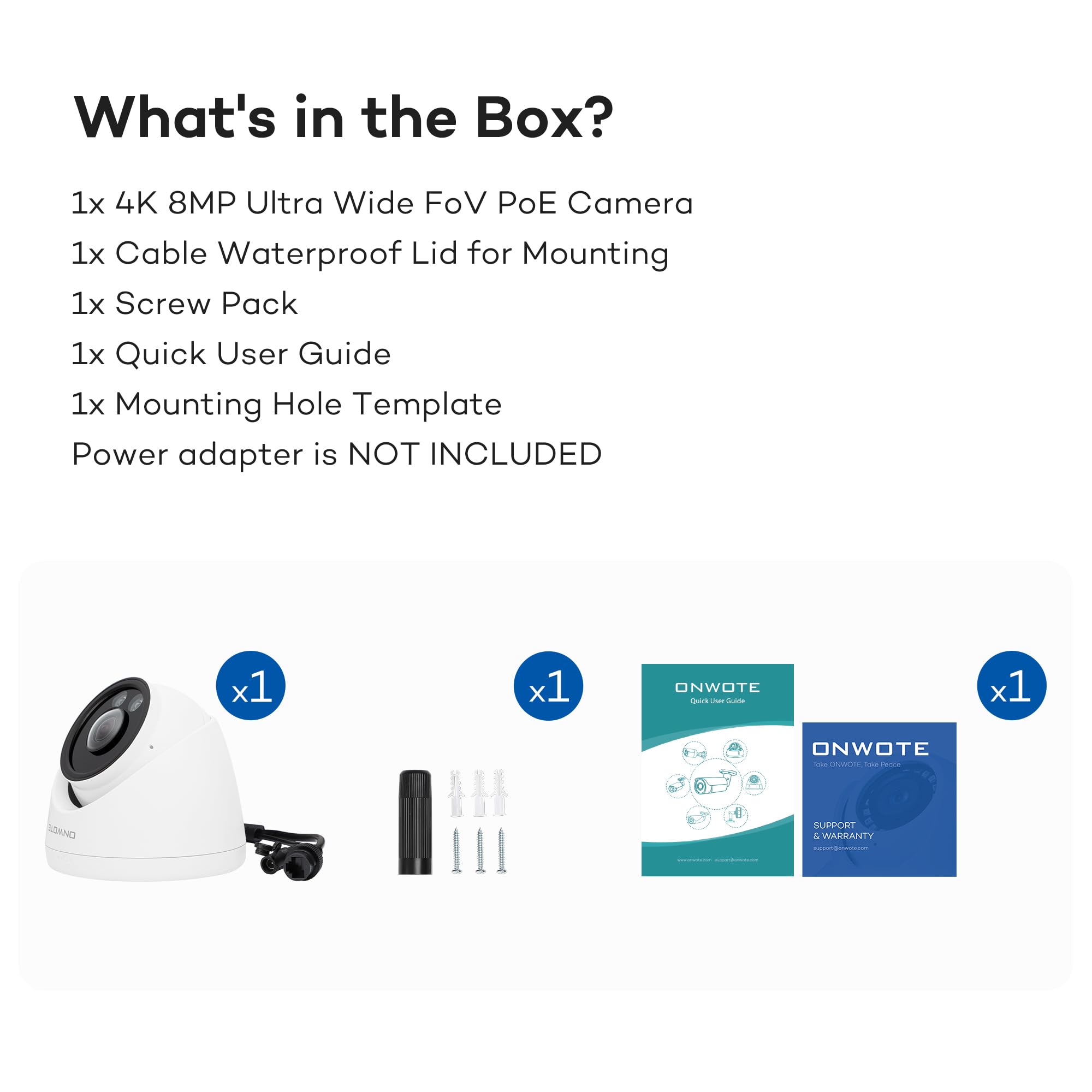 ONWOTE 4K 8MP PoE IP Security Camera Outdoor - 156° Ultra Wide Angle, AI Human & Vehicle Detection, 1/2.8