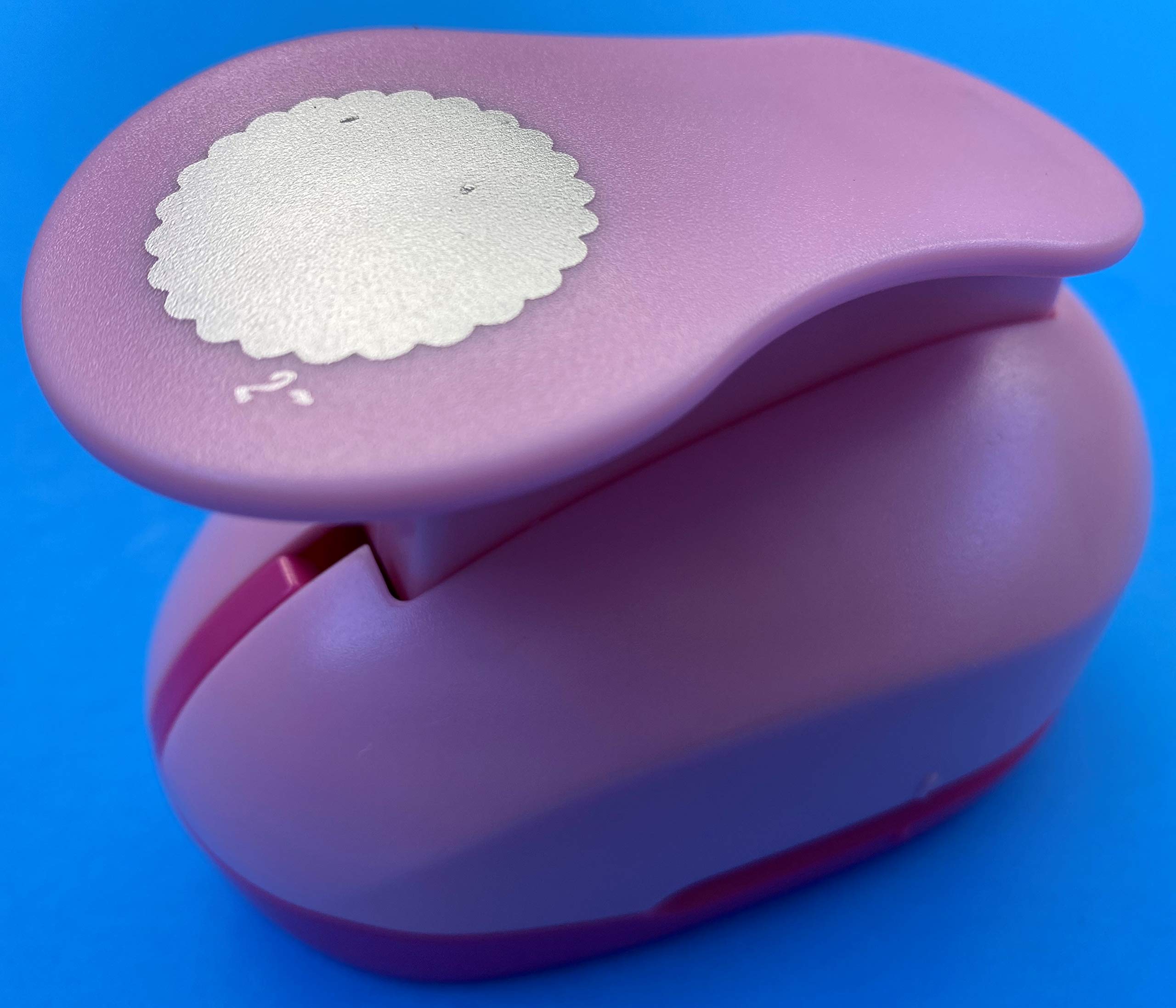 Pink Eva Foam Punch Scallop Tool - 1.89 Inch (4.8cm) Craft Hole Puncher for DIY Scrapbooking, Card Making & Paper Crafts - Perfect for Handmade Greeting Cards, Journals & Home Decor Projects