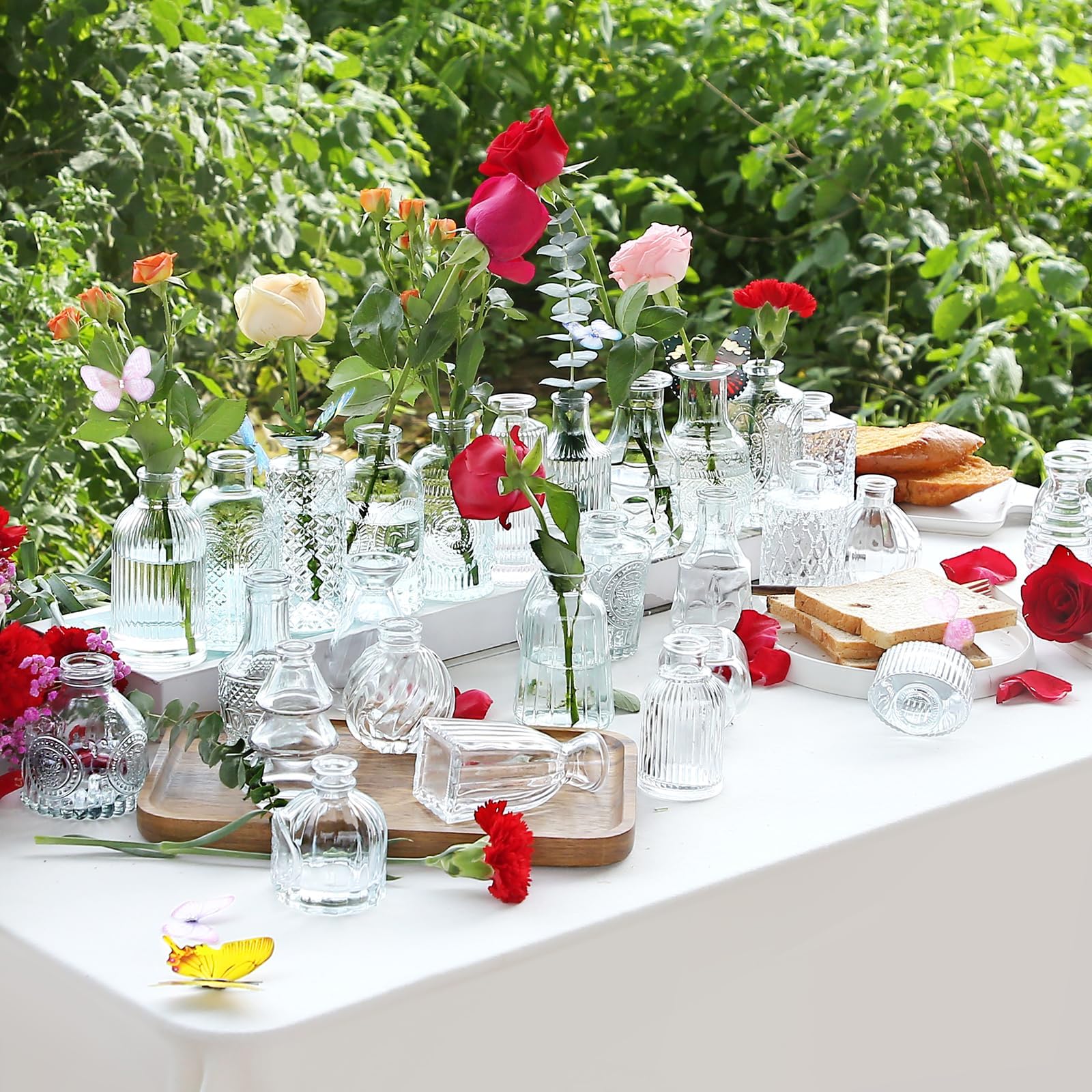 30 Pcs Mini Clear Glass Bud Vases - Small Flower Vases for Wedding Centerpieces, Birthday Party, Anniversary & Baby Shower Decor - Perfect for Table Decorations, Floral Arrangements and Special Events