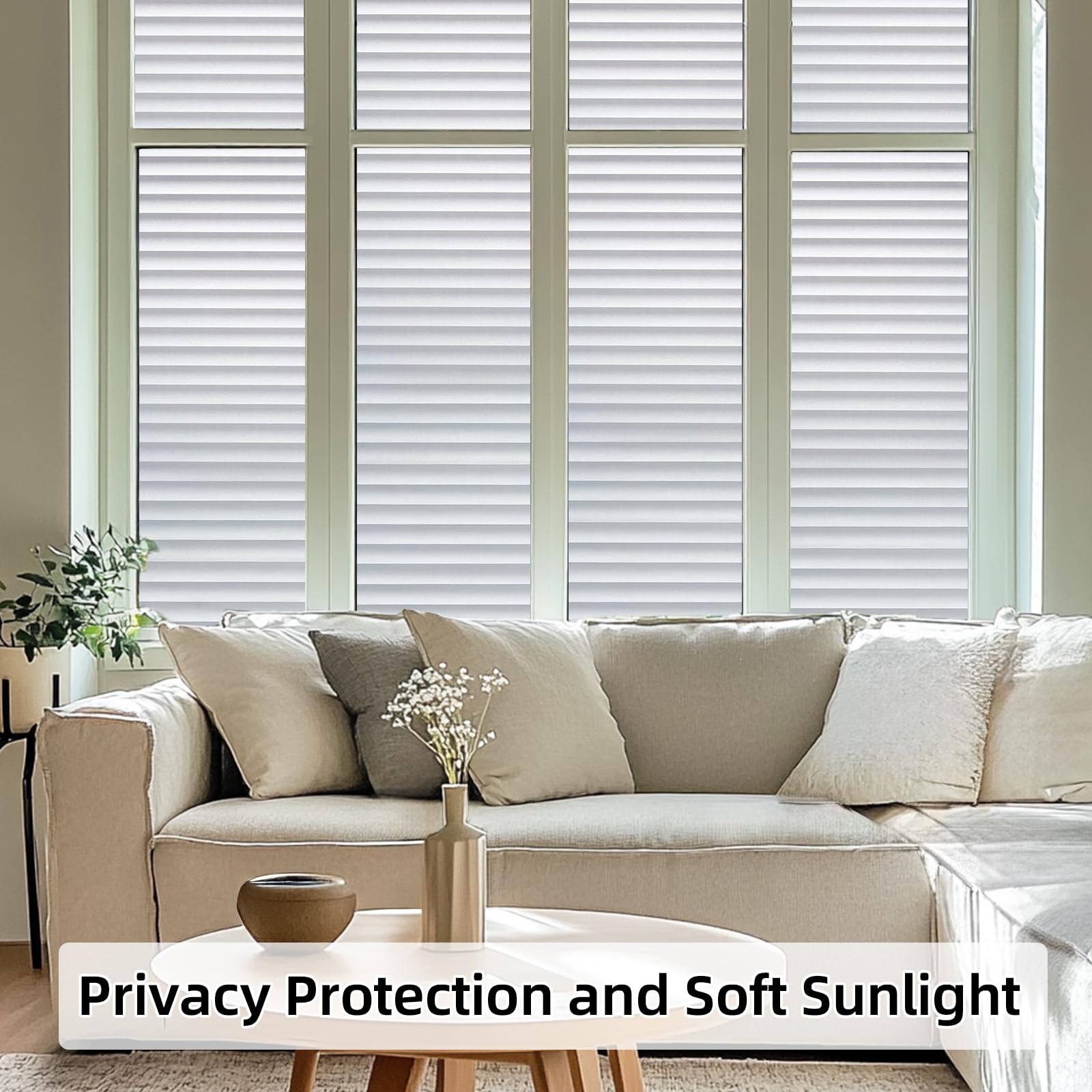 DUOFIRE Static Cling Window Film - No Glue Privacy Blinds Pattern, Anti-UV Glass Film for Bathroom, Bedroom & Living Room (11.8 x 47 Inch) | Perfect for Home Office, Nursery & Rental Apartments