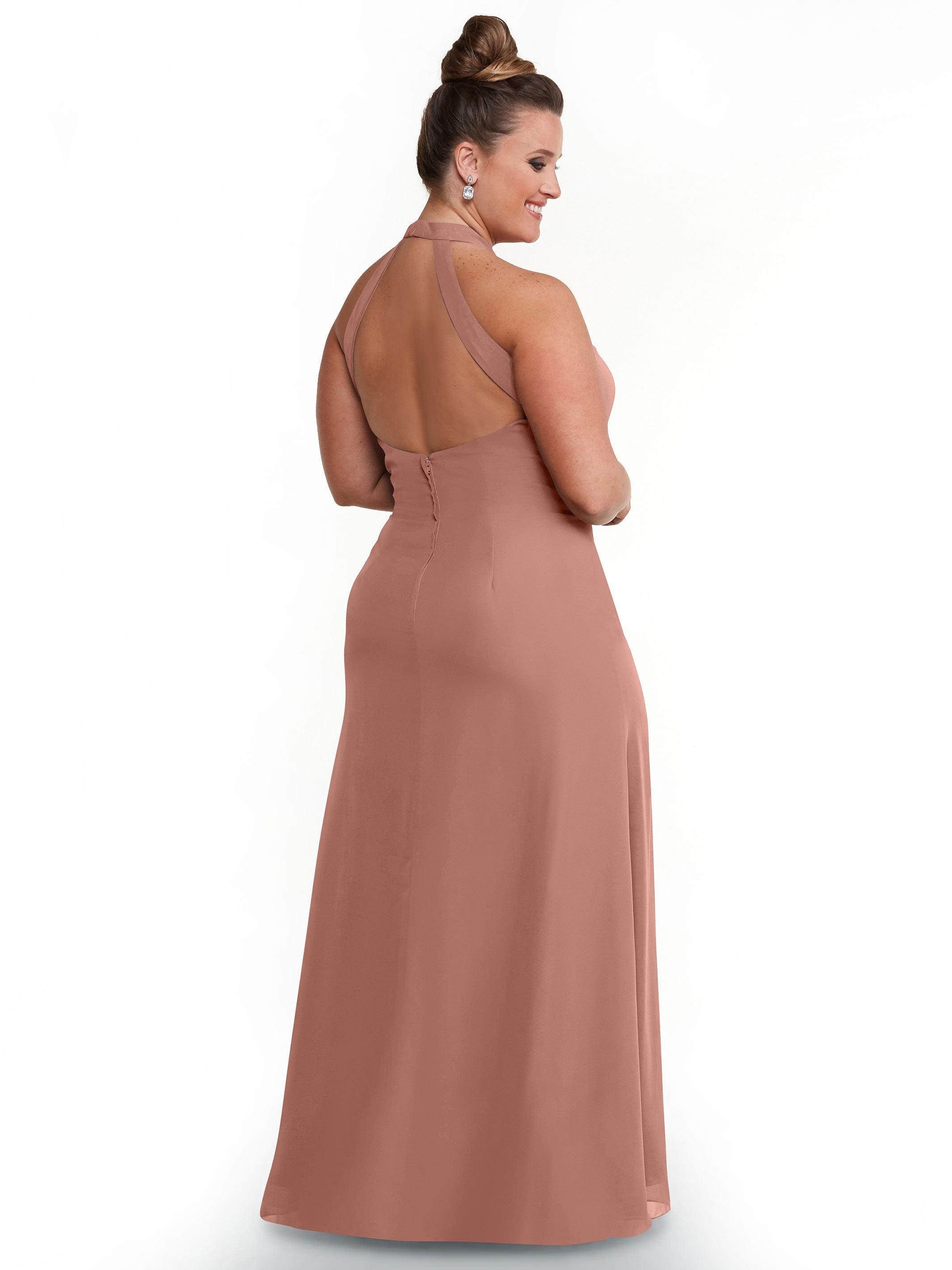 Elegant 80138 Chiffon A-Line Bridesmaid Dress with Keyhole Halter Neckline - Perfect for Weddings, Formal Events & Special Occasions