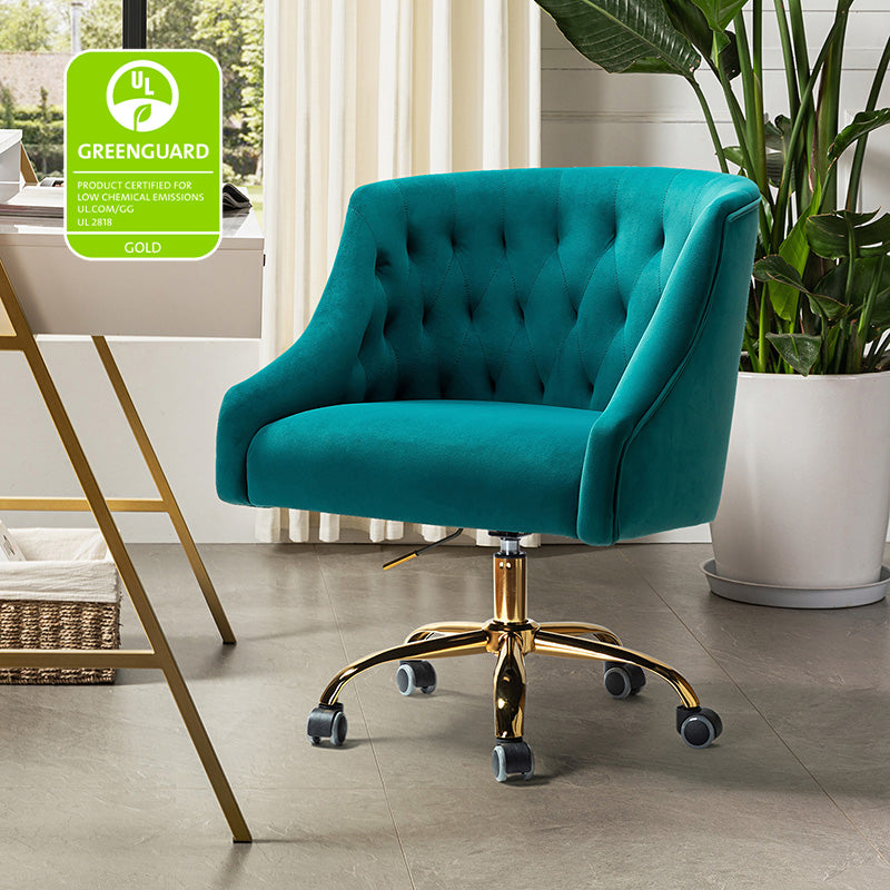 Penelope Velvet Tufted Office Chair - Ergonomic Executive Desk Chair with Lumbar Support - Perfect for Home Office, Gaming & Workspace Comfort