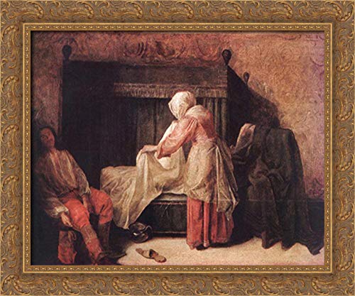Pieter de Hooch 24x20 Gold Ornate Wood Framed Canvas Art - Dutch Golden Age Painting - Perfect for Living Room, Bedroom & Office Wall Decor