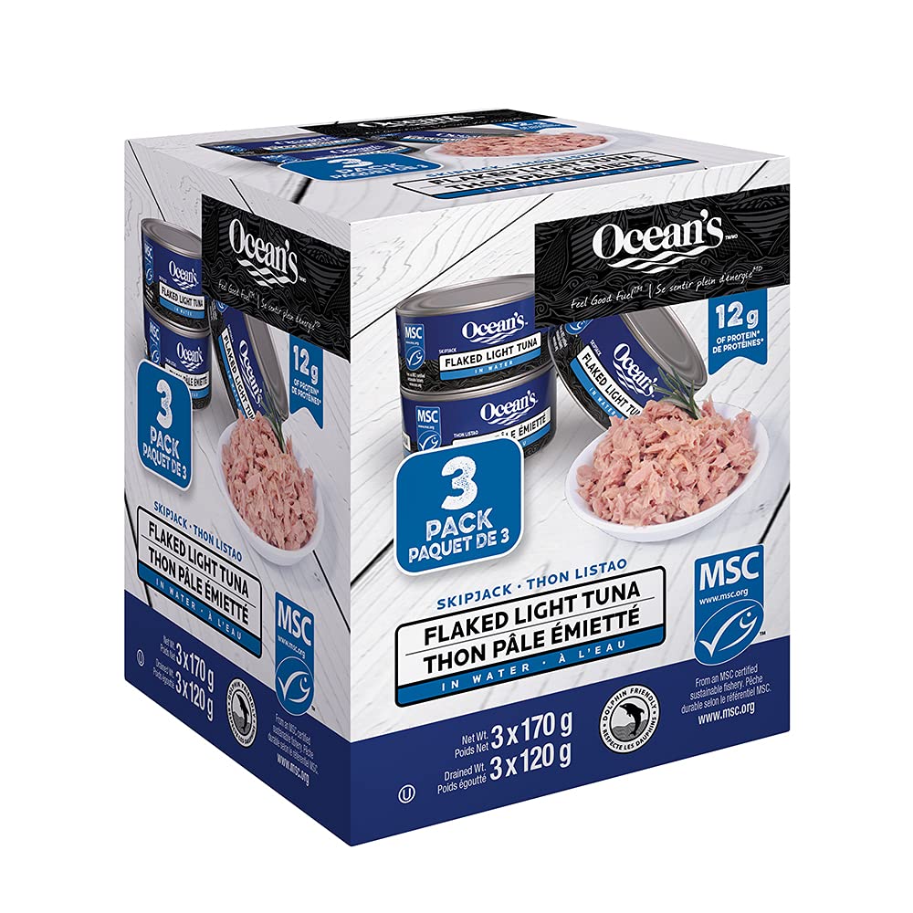 Premium Skipjack Tuna Chunks in Water - 3 Pack (170g Each) | High Protein Canned Tuna (14g Protein per 55g Serving) | Perfect for Salads, Sandwiches & Healthy Meal Prep