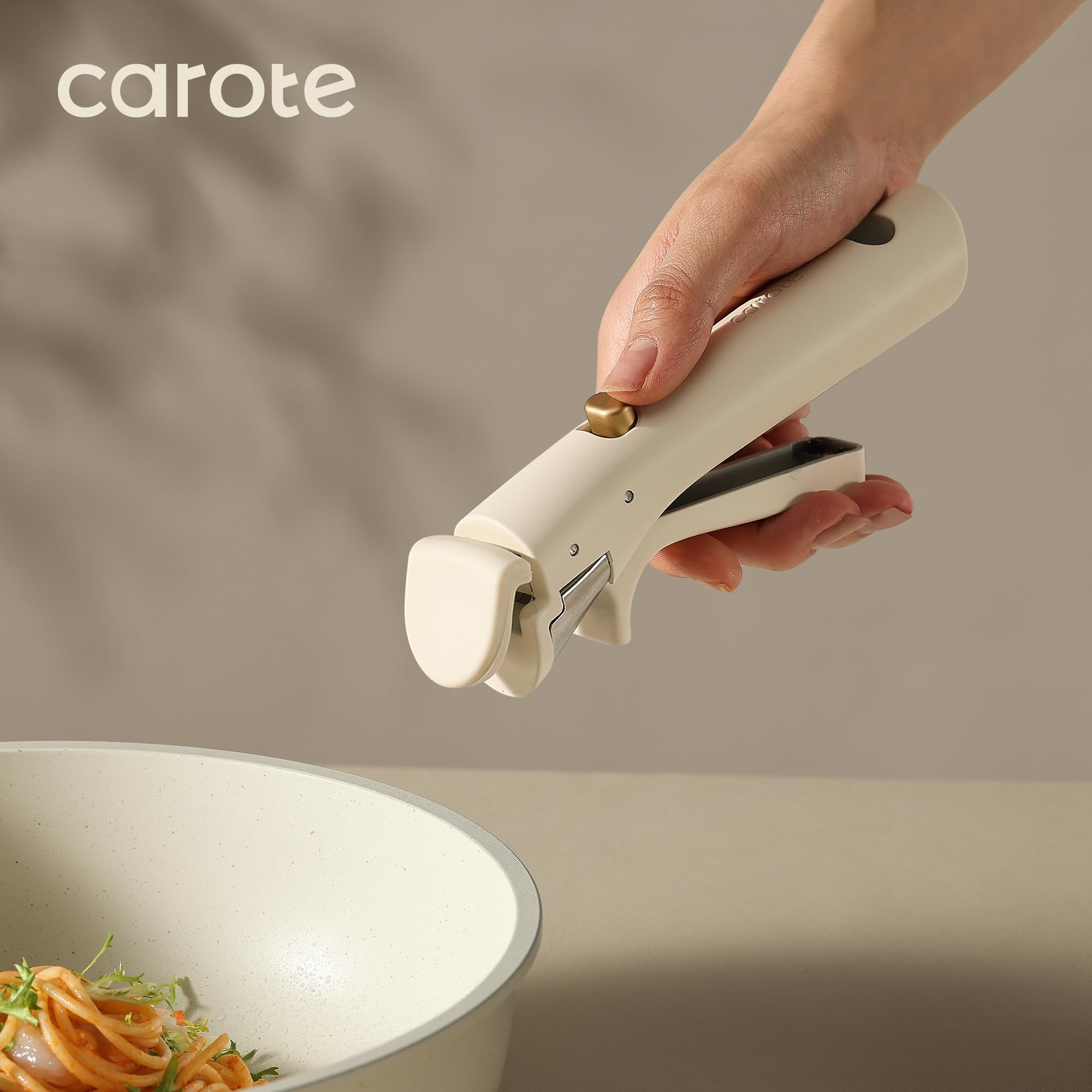 CAROTE 19-Piece Nonstick Cookware Set - Induction Compatible Pots & Pans with Detachable Handles, Oven & Fridge Safe - Gold & White Kitchen Cookware for RV, Apartment & Home Cooking