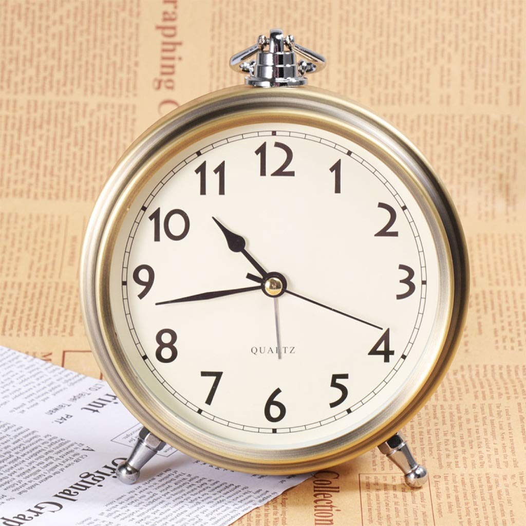 Metal Alarm Clock with Roman Numerals - Silent Sweep Second Hand, Bedside & Tabletop Clock for Home, Office, or Travel | Perfect for Light Sleepers & Stylish Décor