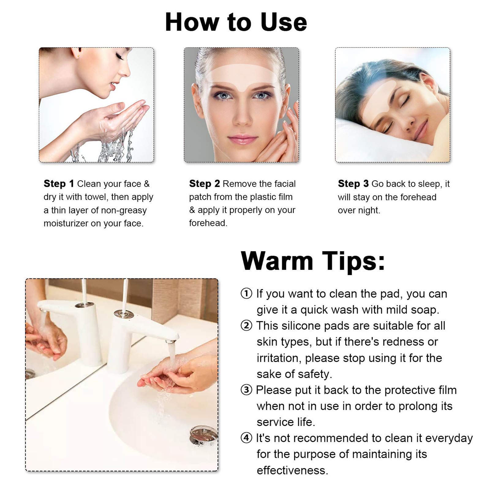 Anti-Wrinkle Silicone Facial Patches - Forehead, Neck & Chest Wrinkle Remover Pads for Smoothing Skin | At-Home Skincare Treatment for Fine Lines & Wrinkles | Perfect for Nighttime Use, Travel & Daily Skin Care Routine
