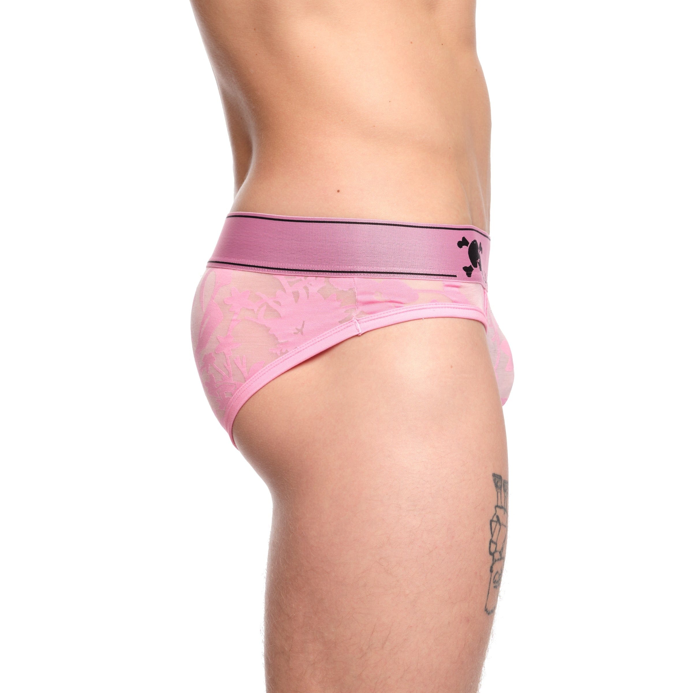 Dutch Floral Burnout Brief Pink Lace Underwear - Comfortable & Sexy Women's Panties for Daily Wear & Special Occasions