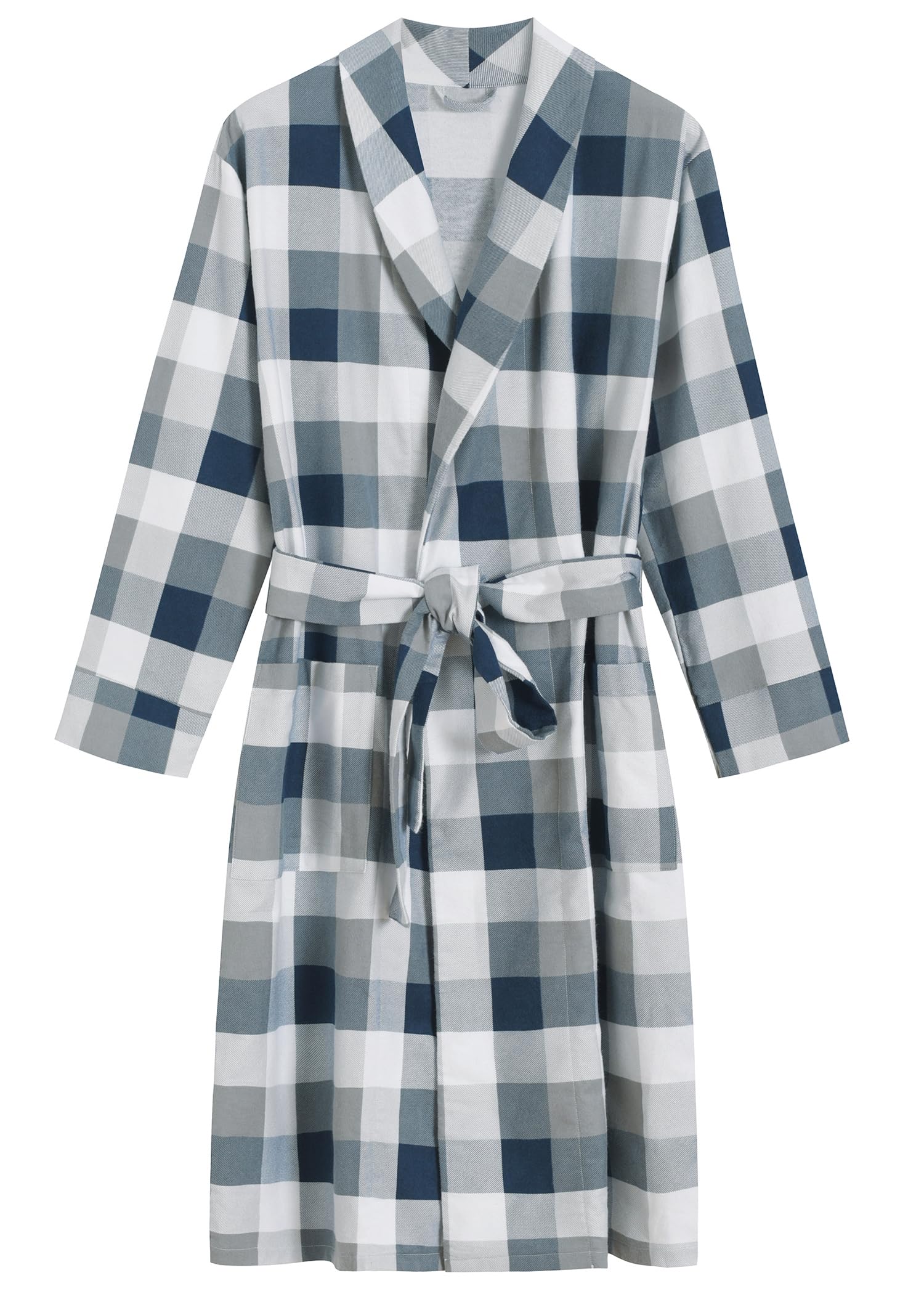 Men's Soft Cotton Flannel Plaid Bathrobe - Big & Tall Sizes - Cozy Loungewear for Home Relaxation & Spa Days
