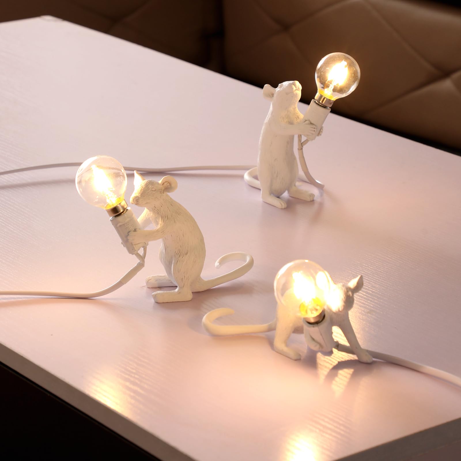 Modern Resin Mouse Lamp - LED Desk Light for Bedroom & Study Room, Creative Standing Table Lamp, Unique Gift Idea for Home Office Decor & Nightstand Lighting