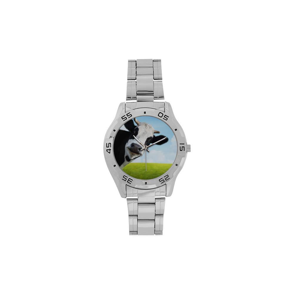 Funny Cow & Sheep Men's Stainless Steel Watch - Silver Fashion Watch for Casual Wear