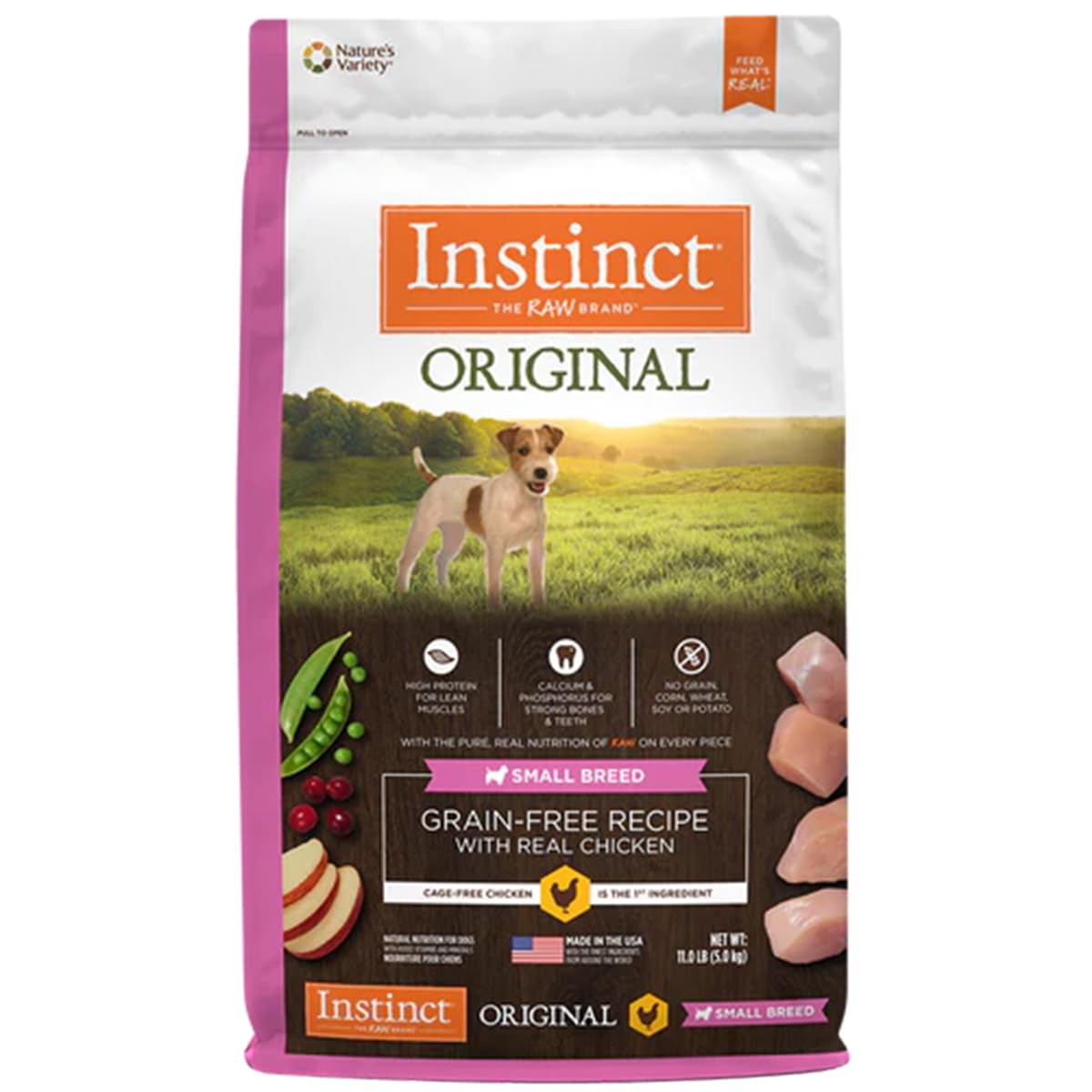 Instinct Original Small Breed Dry Dog Food - High Protein, Grain Free Chicken Recipe with Raw Coated Kibble - 11 lb Bag for Puppies & Adult Dogs - Perfect for Home Feeding & Travel