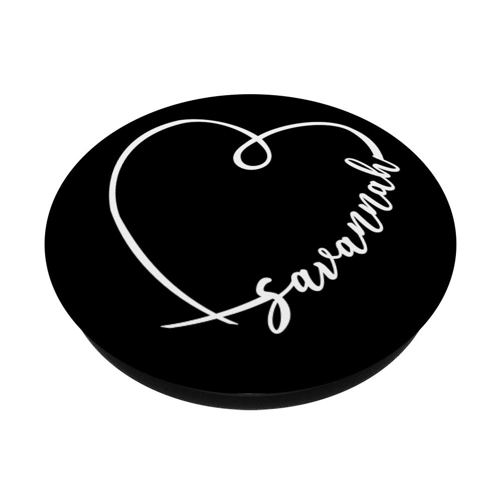 Savannah Name Minimalist Heart Calligraphy Art PopSockets PopGrip - Swappable Phone & Tablet Grip for iPhone, Samsung | Perfect for Everyday Use, Gifts & Personalization