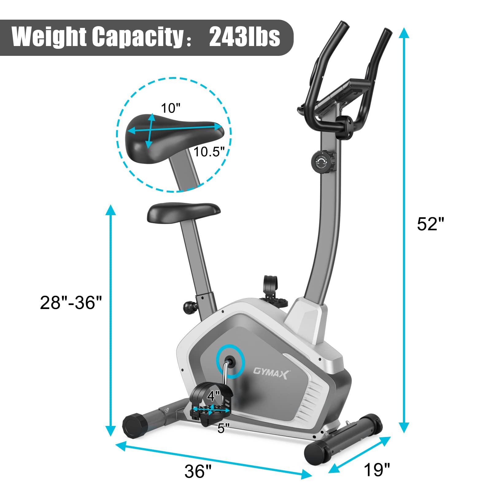 GYMAX Magnetic Upright Exercise Bike with LCD Monitor, Heart Rate Sensor & Transport Wheels - Indoor Cardio Equipment for Home Gym Workouts, Weight Loss & Fitness Training