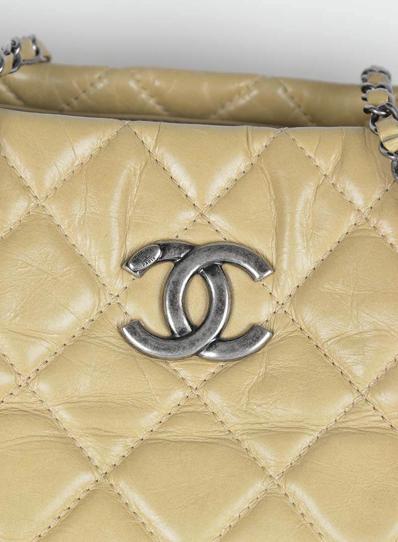 Chanel Matelassé Leather Beige Shopping Tote Bag - Luxury Designer Handbag for Women, Perfect for Work, Travel & Everyday Use