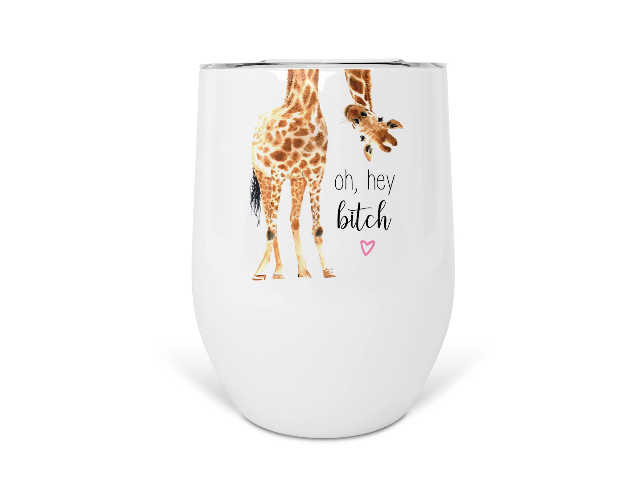 Funny Giraffe Wine Tumbler - 12 oz Stainless Steel Insulated Cup with Lid | Dishwasher Safe | Perfect for Parties, Gifts & Outdoor Drinking