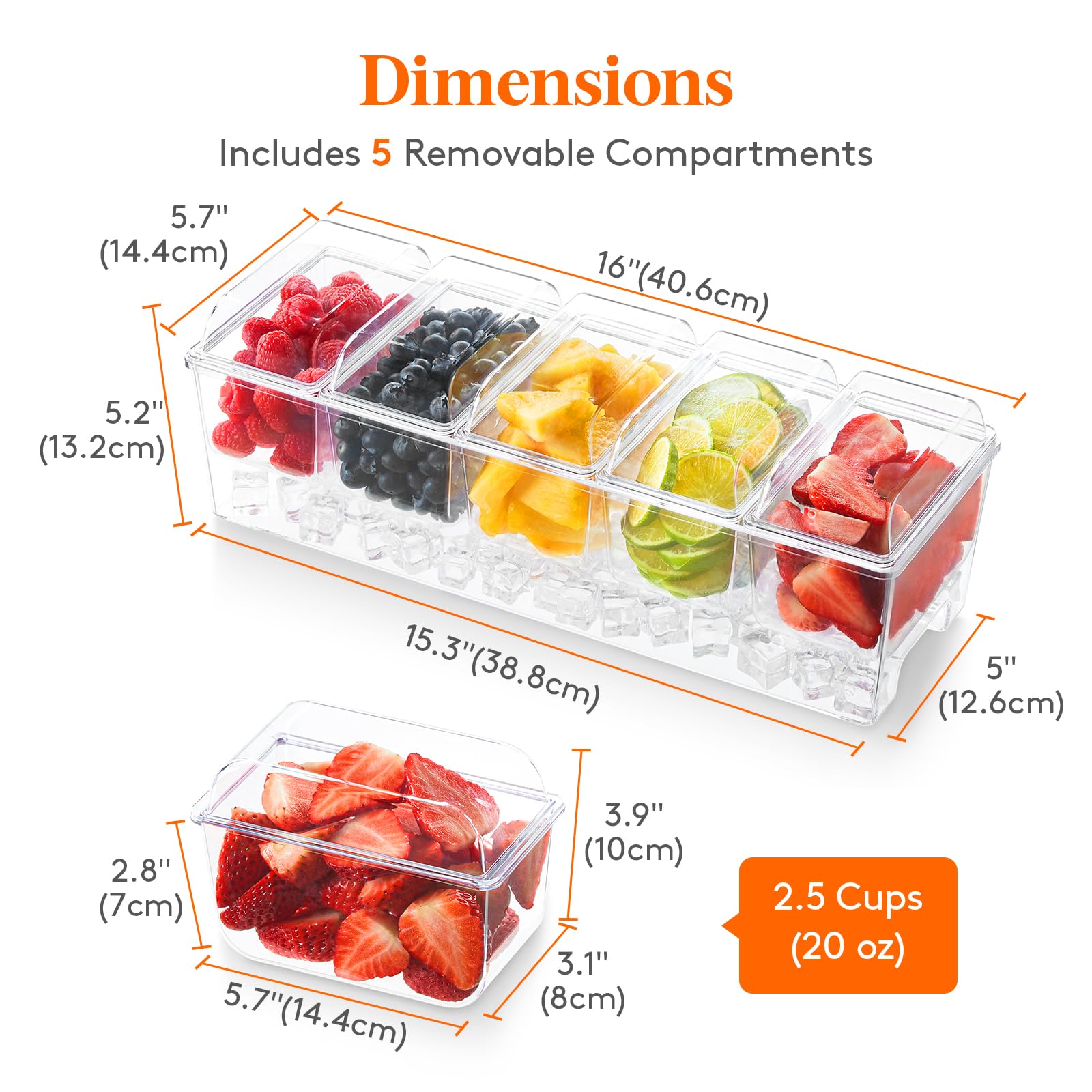 Lifewit 5-Container Condiment Caddy with Lids - Perfect for Parties, Salads & Tacos