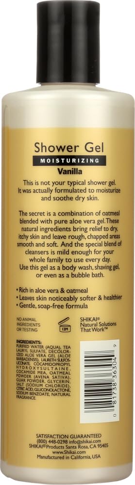 Shikai Vanilla Shower Gel Bulk Saver Pack (12x12 Fl Oz) - Moisturizing & Aromatherapy for Relaxing Bath & Spa Experience