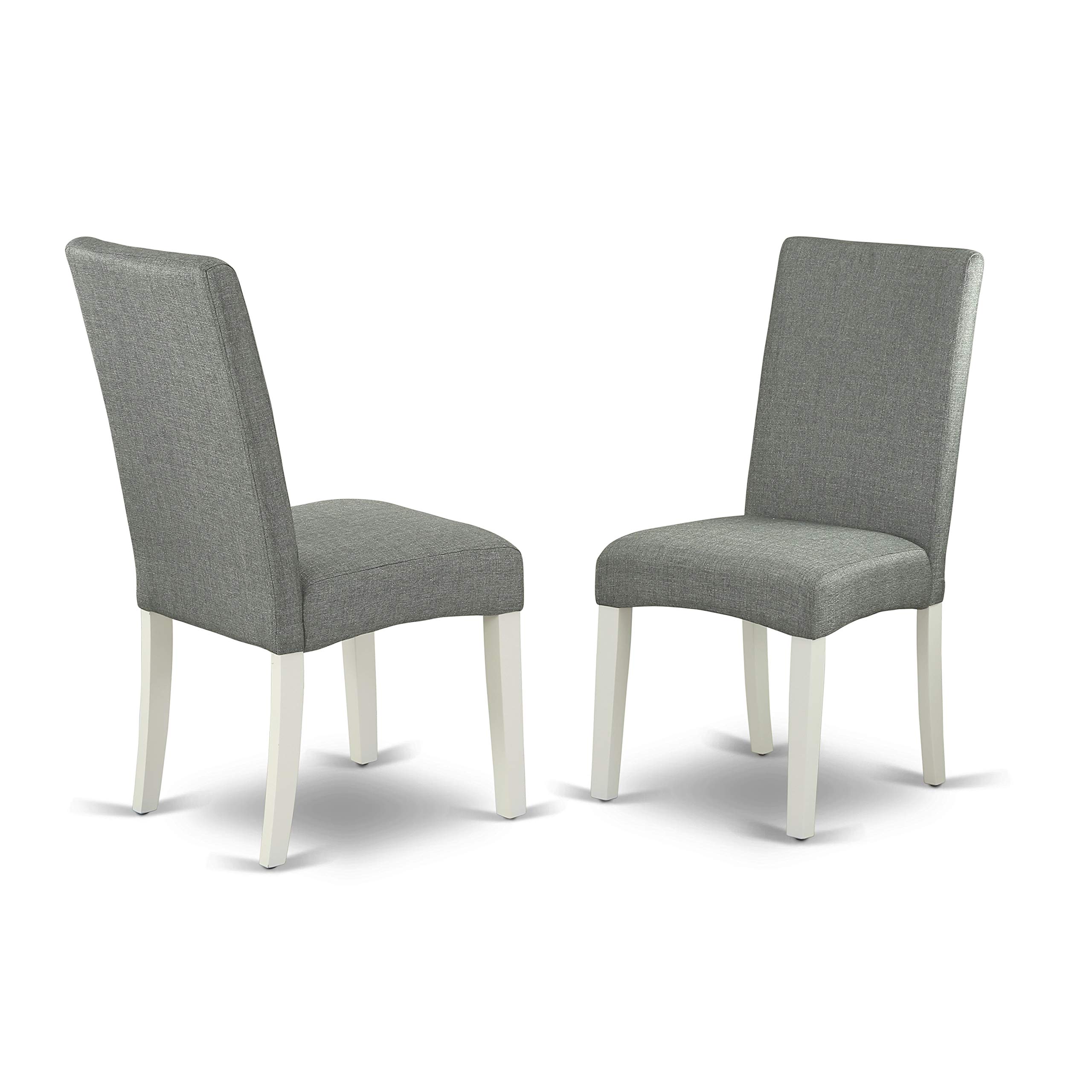 East West Furniture 3-Piece Dinette Set for Small Spaces - Rectangle Drop-Leaf Dining Table & 2 Gray Linen Fabric Parson Chairs, 30x48 Inch, Linen White | Compact Kitchen Dining Solution for Apartments, Breakfast Nooks & Cozy Homes