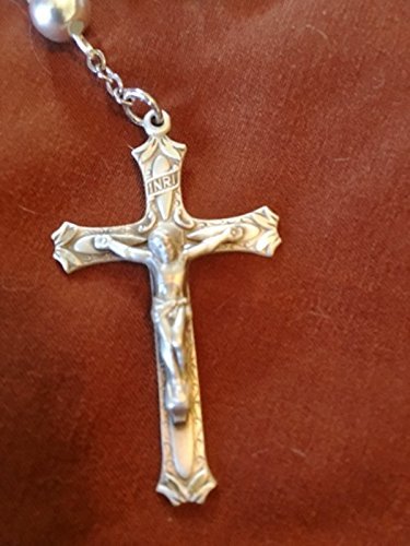 Rose Crystal Sterling Silver Rosary Necklace - Elegant Religious Jewelry for Women, Gift for Baptism, First Communion & Prayer